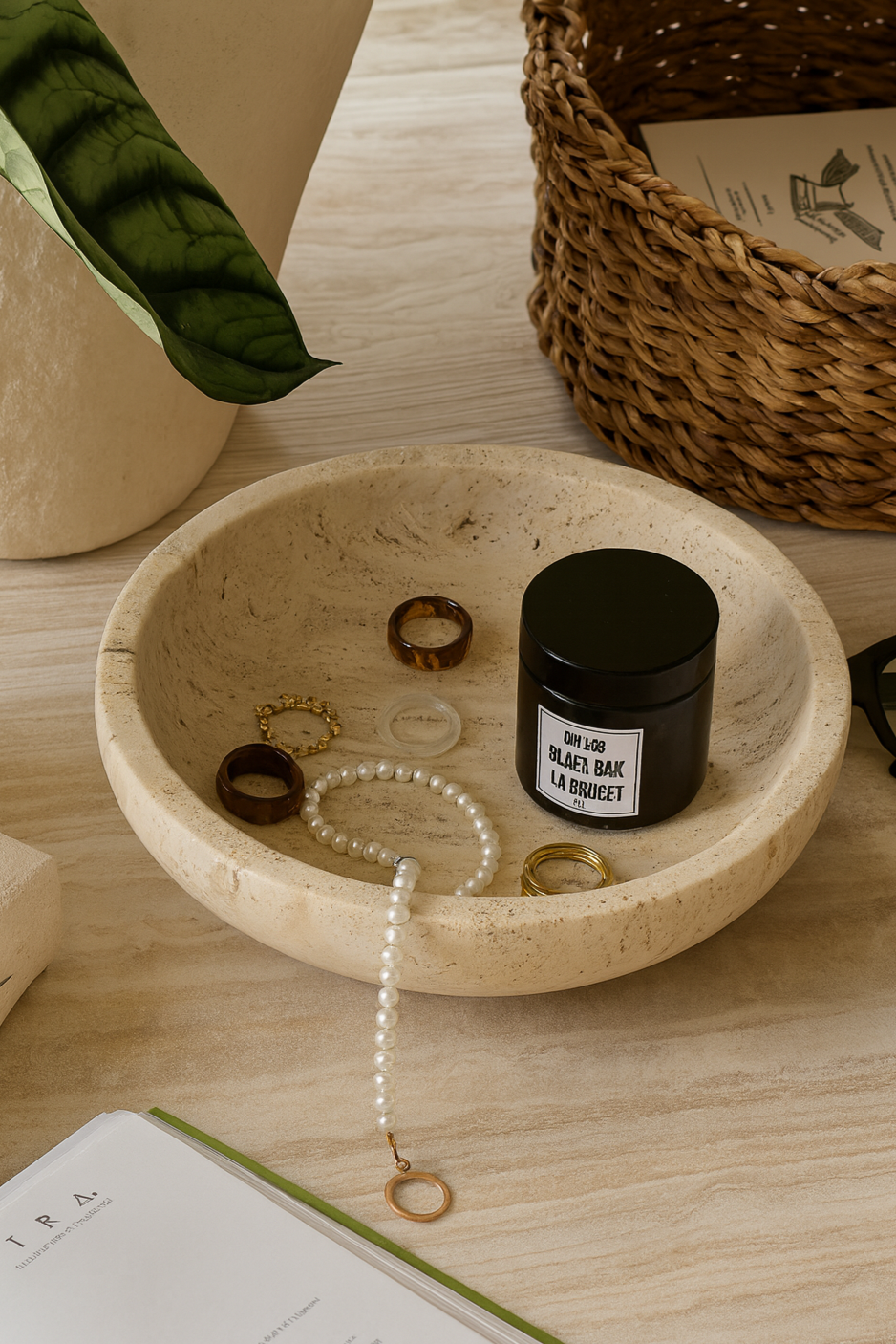 Travertine Fruit Bowl