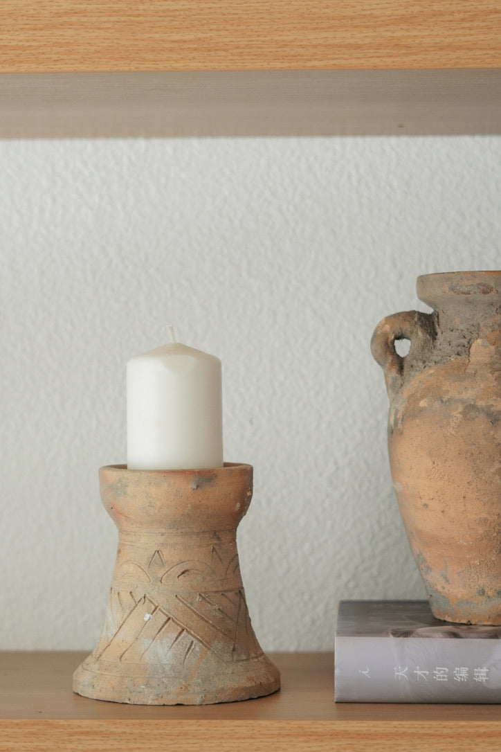 Rustic vintage candle holder, pedestal, accent 