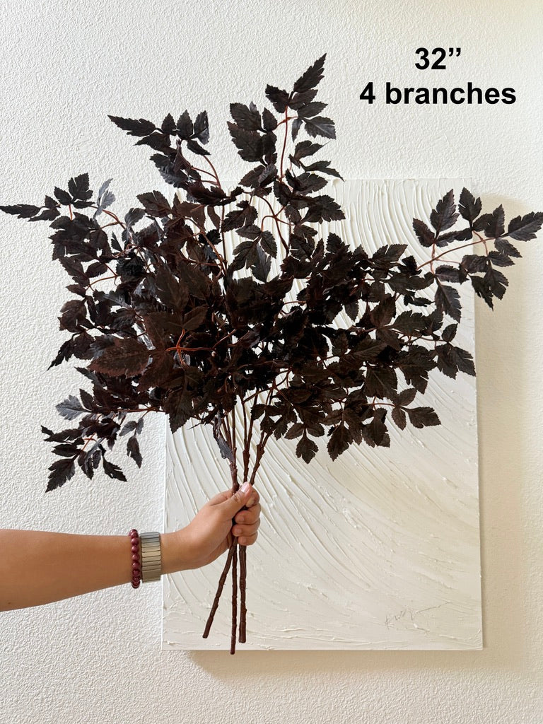 4 Stems Artificial Purple Cimicifuga Leaf Spray--18'' & 32'