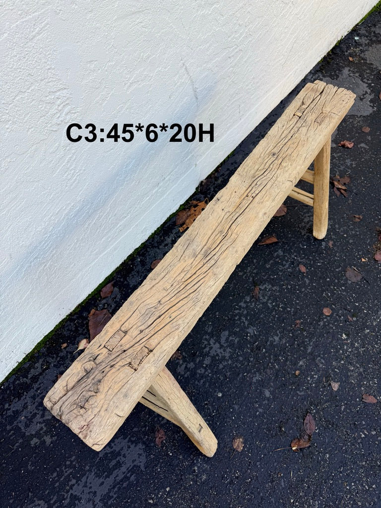 Vintage Wabi-Sabi Rustic Elm Wood Bench - Regular Size