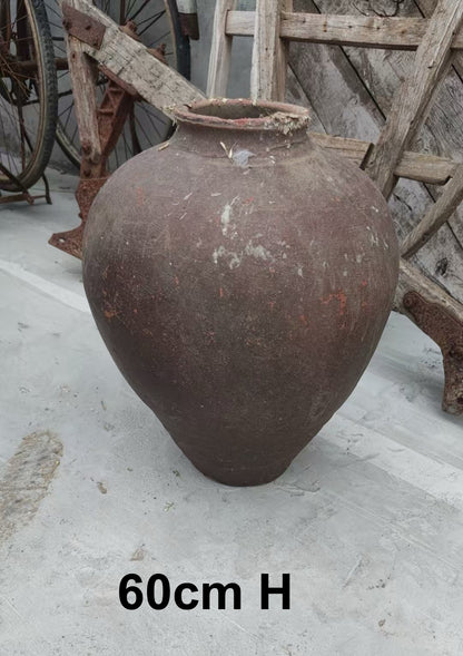 Vintage Chinese Earthenware Pot--Large Tall