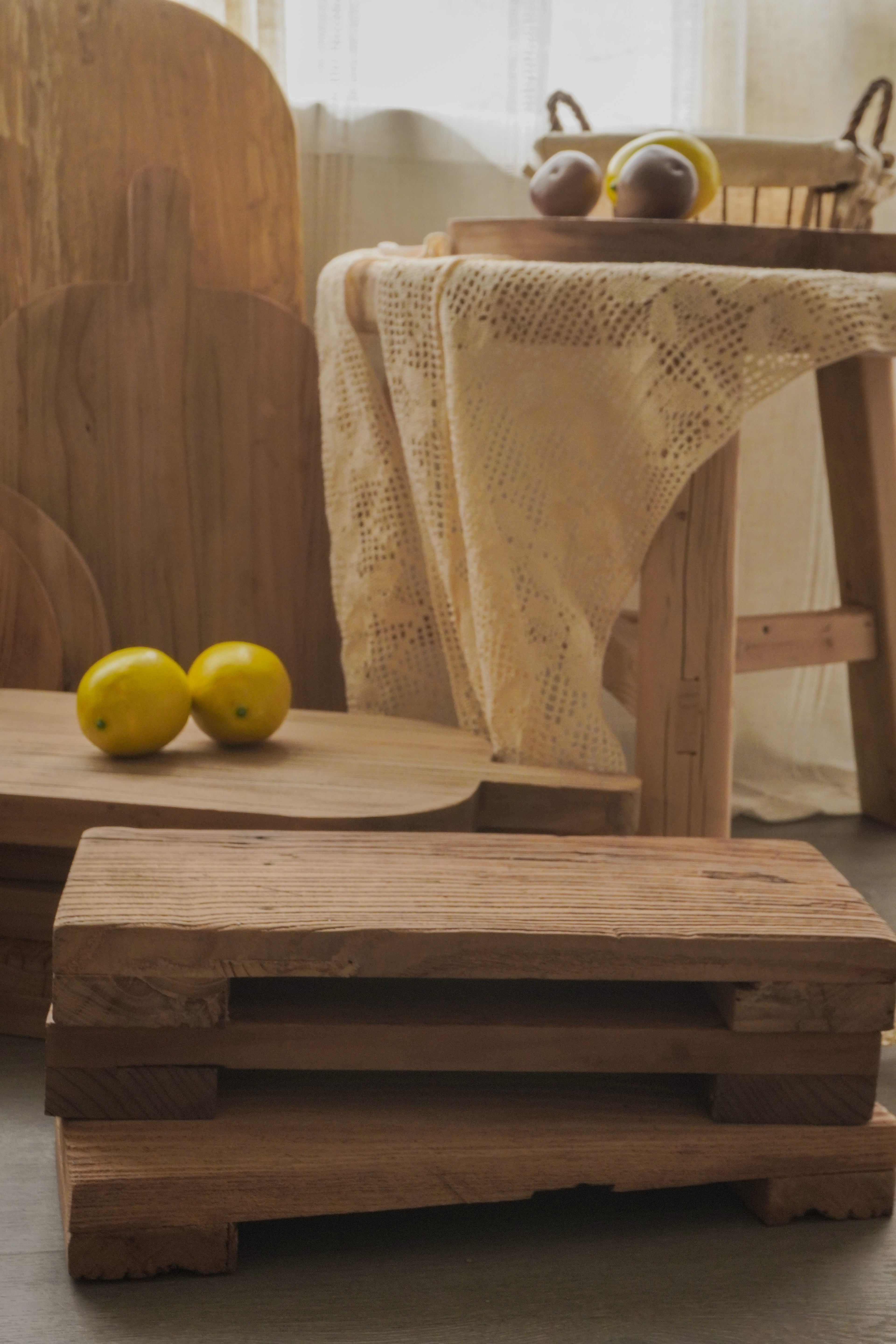 Vintage Reclaimed Elm Wood Riser – Rustic Display Stand
