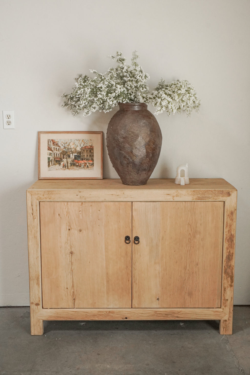Vintage Reclaimed Pine Wood Sideboard Cabinet