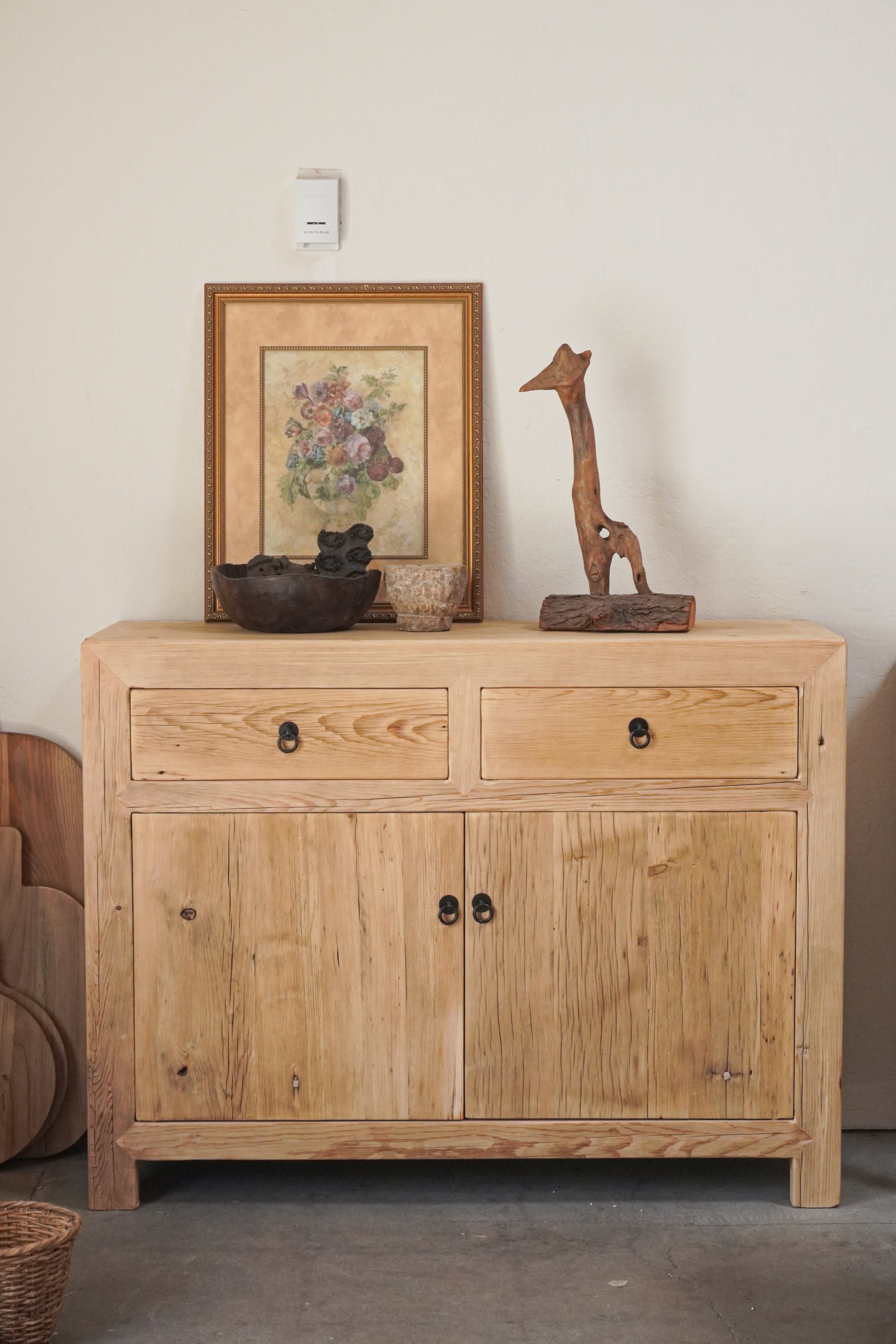 Yun Vintage Pine Wood Sideboard With Drawers-4 Sizes