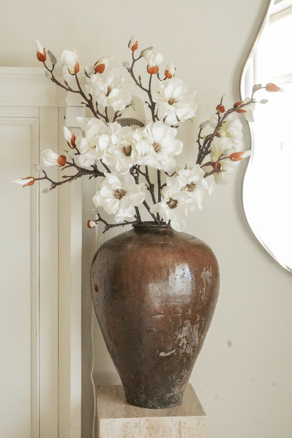 38'' White Magnolia Fake Flower Branch