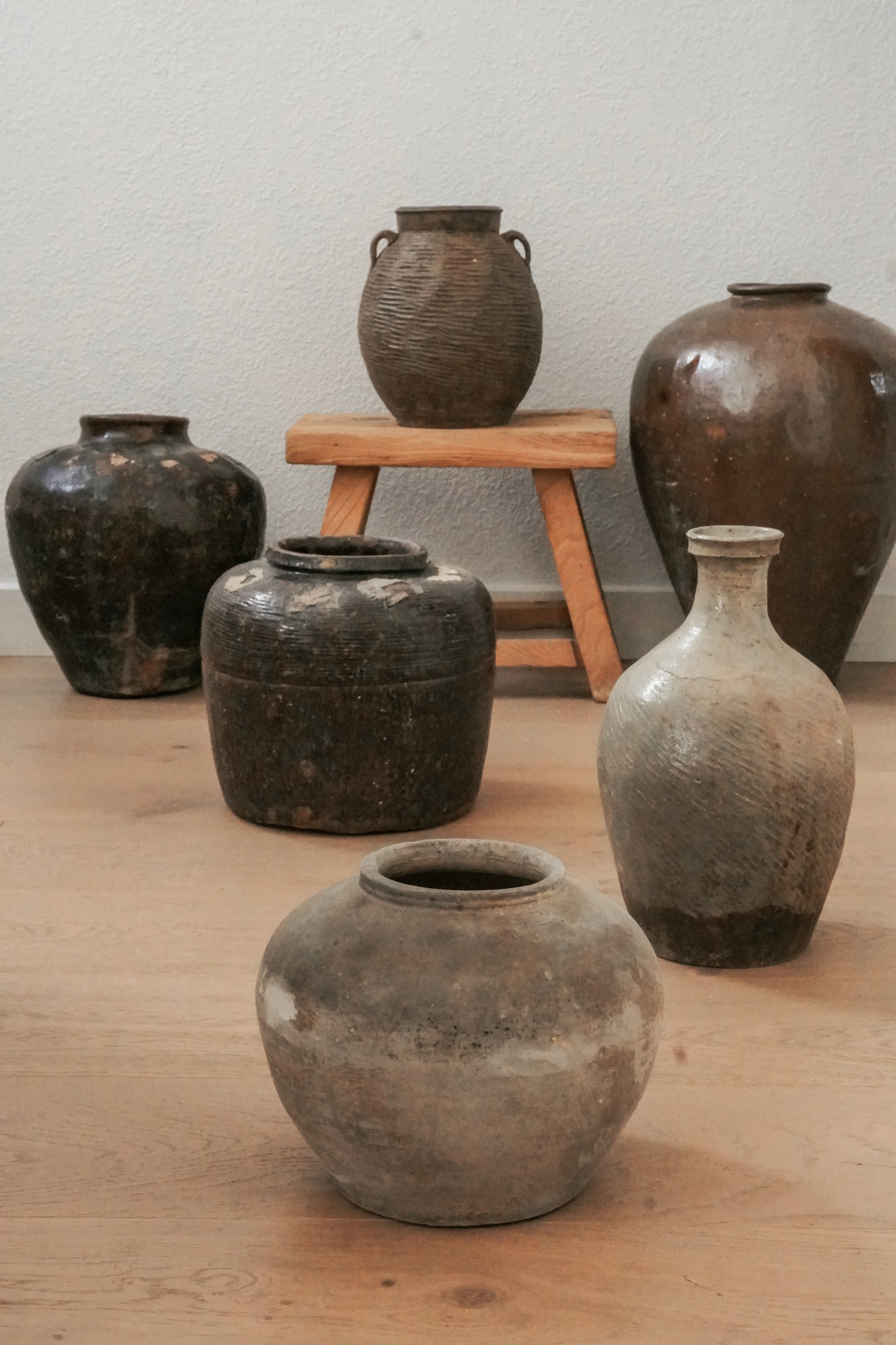 Vintage Rustic Clay Pot - Various Sizes, Grey Color