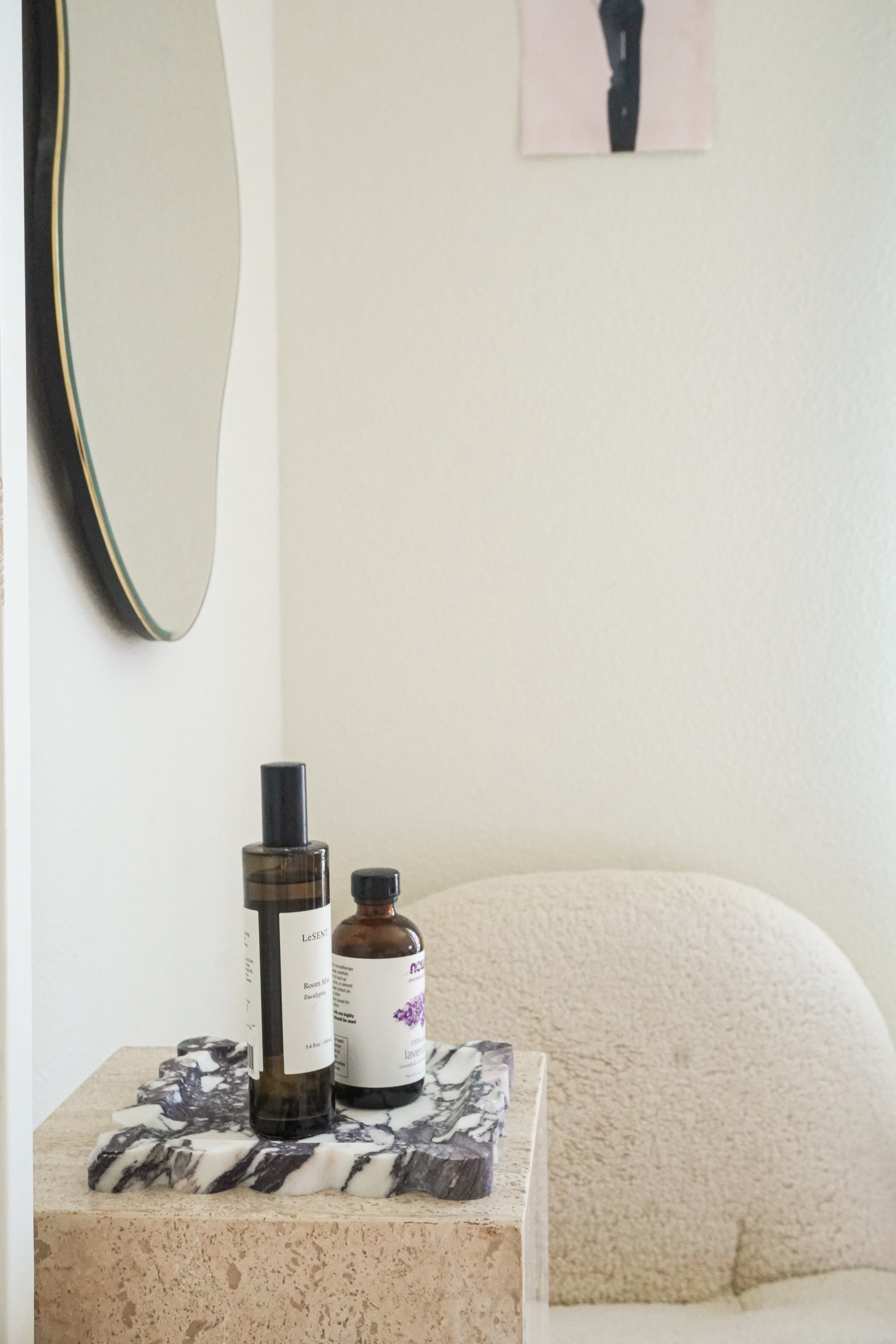 Square Scalloped Marble Tray--Multiple Colors