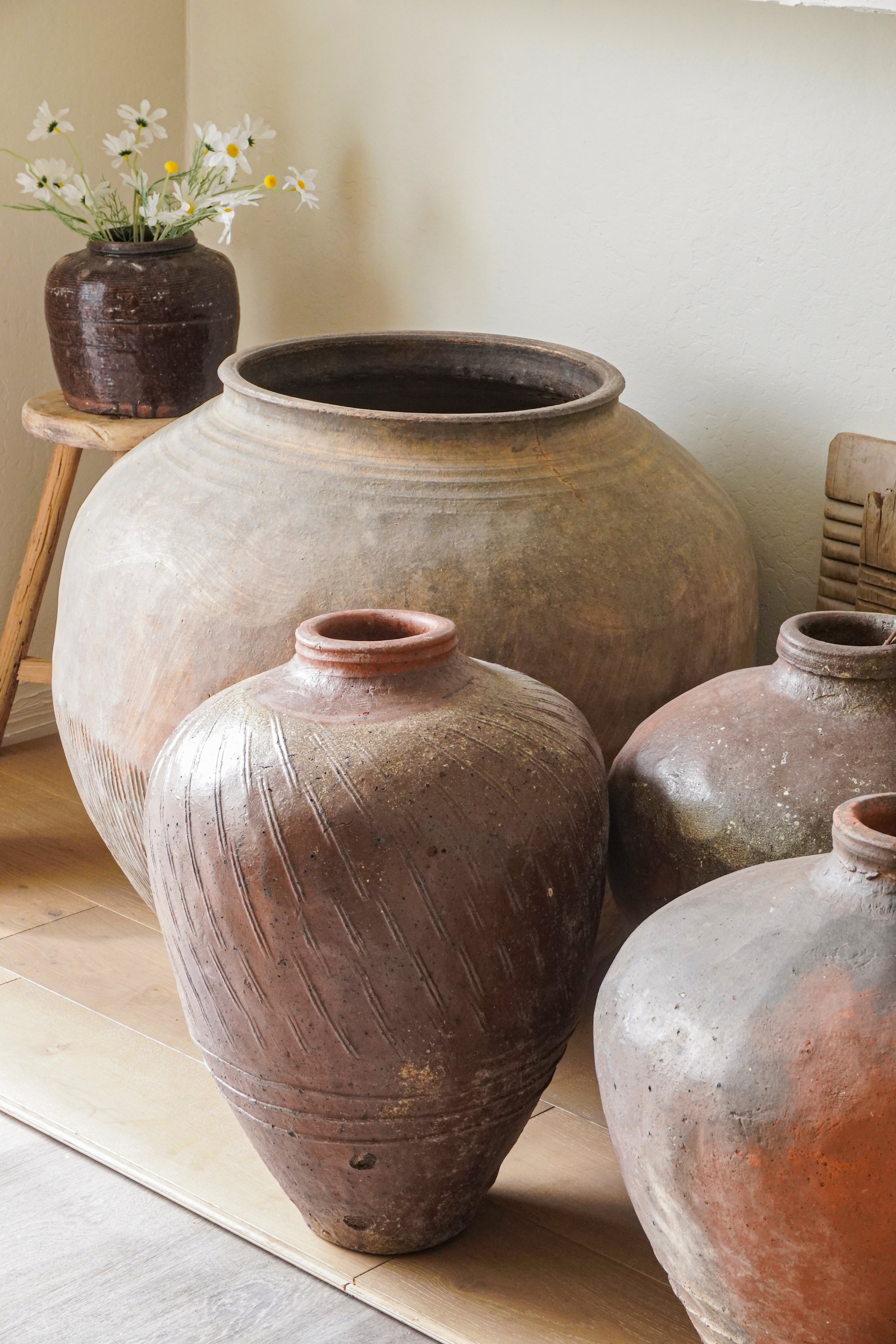 Vintage Chinese Earthenware Pot--Large Tall