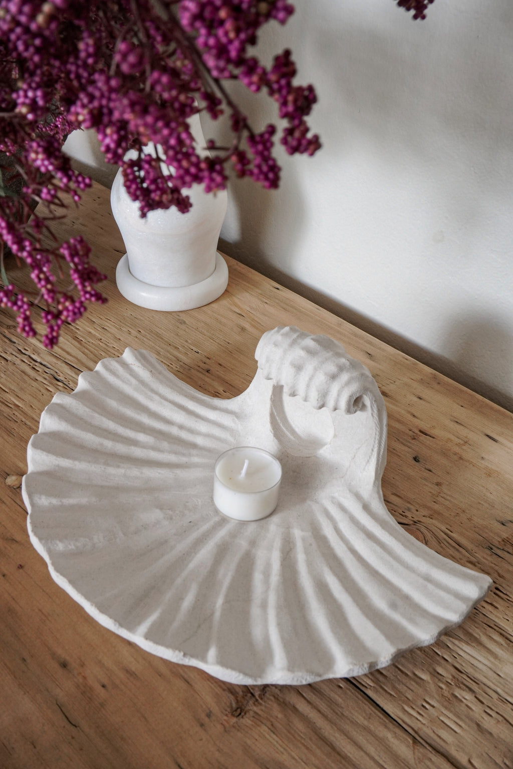 Natural Sandstone Seashell Wall Sconce