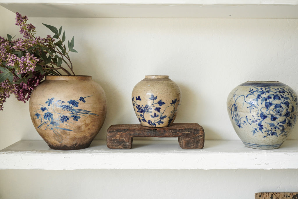 Vintage Blue and White Ceramic Pot--Different Options