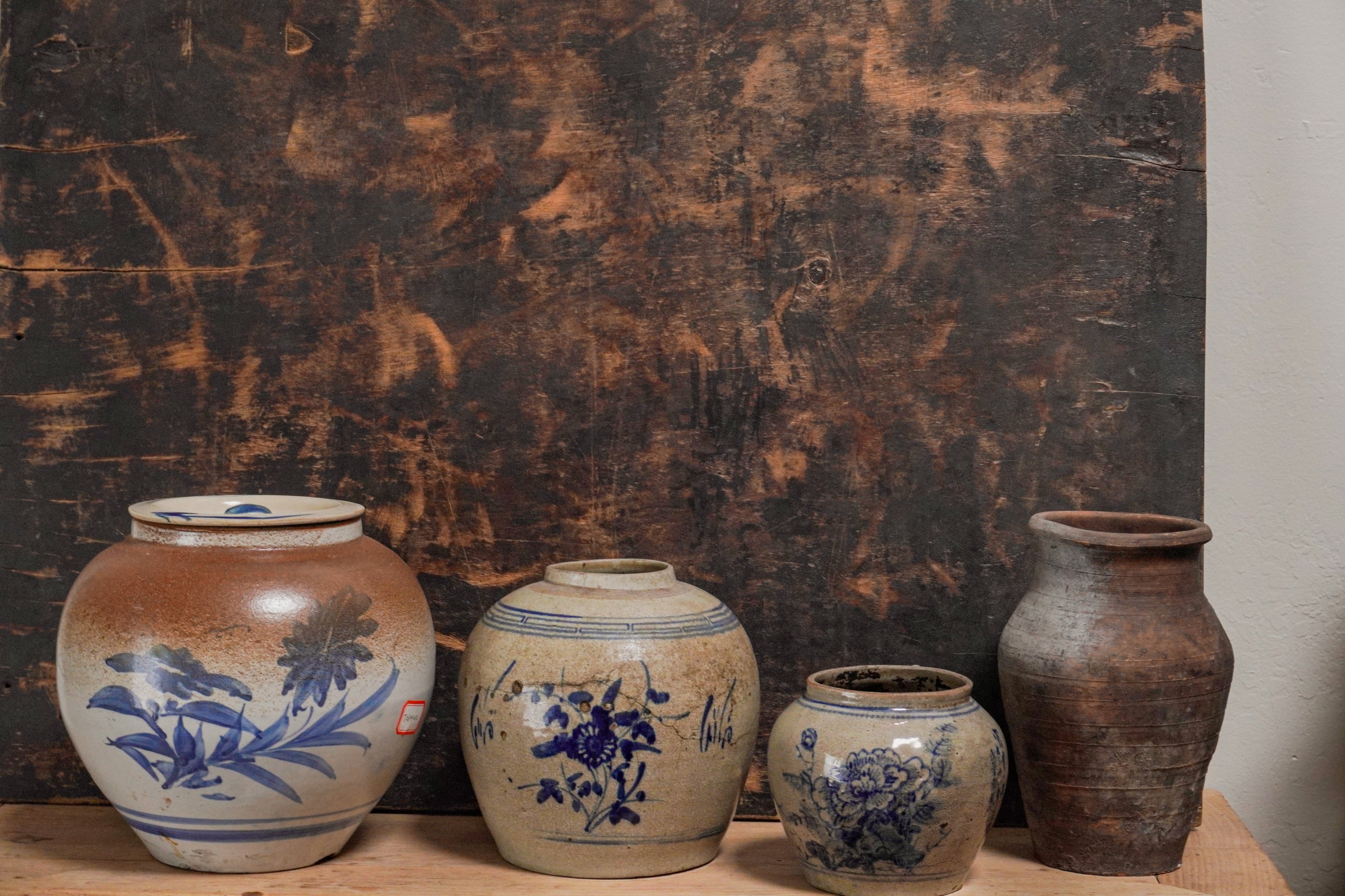 Vintage Blue and White Ceramic Pot--Different Options