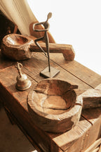 Antique Wood Grinder Bowl with Handle