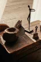 Antique Wood Grinder Bowl with Handle