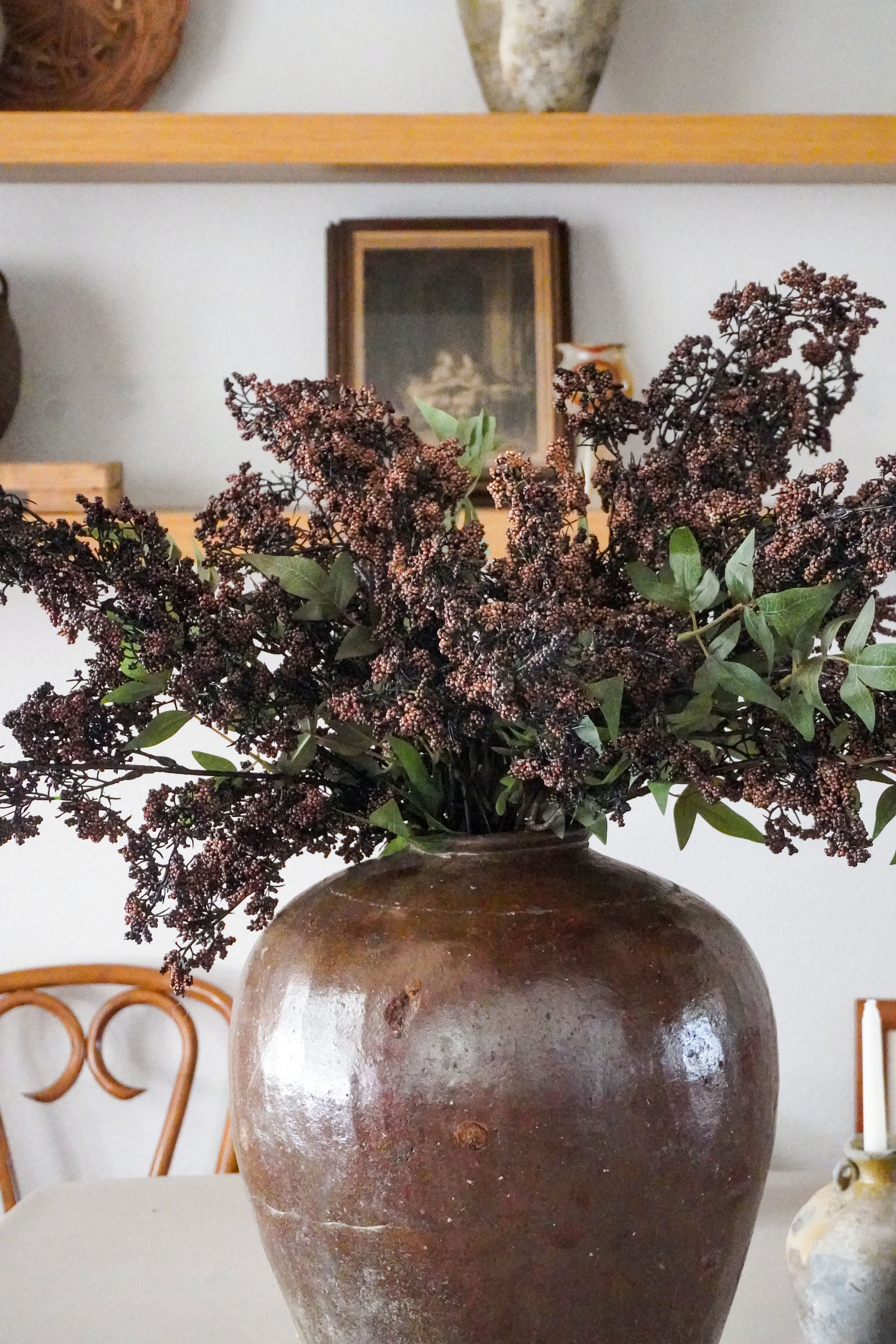 Artificial Berry With Leaves, Purple, 43''