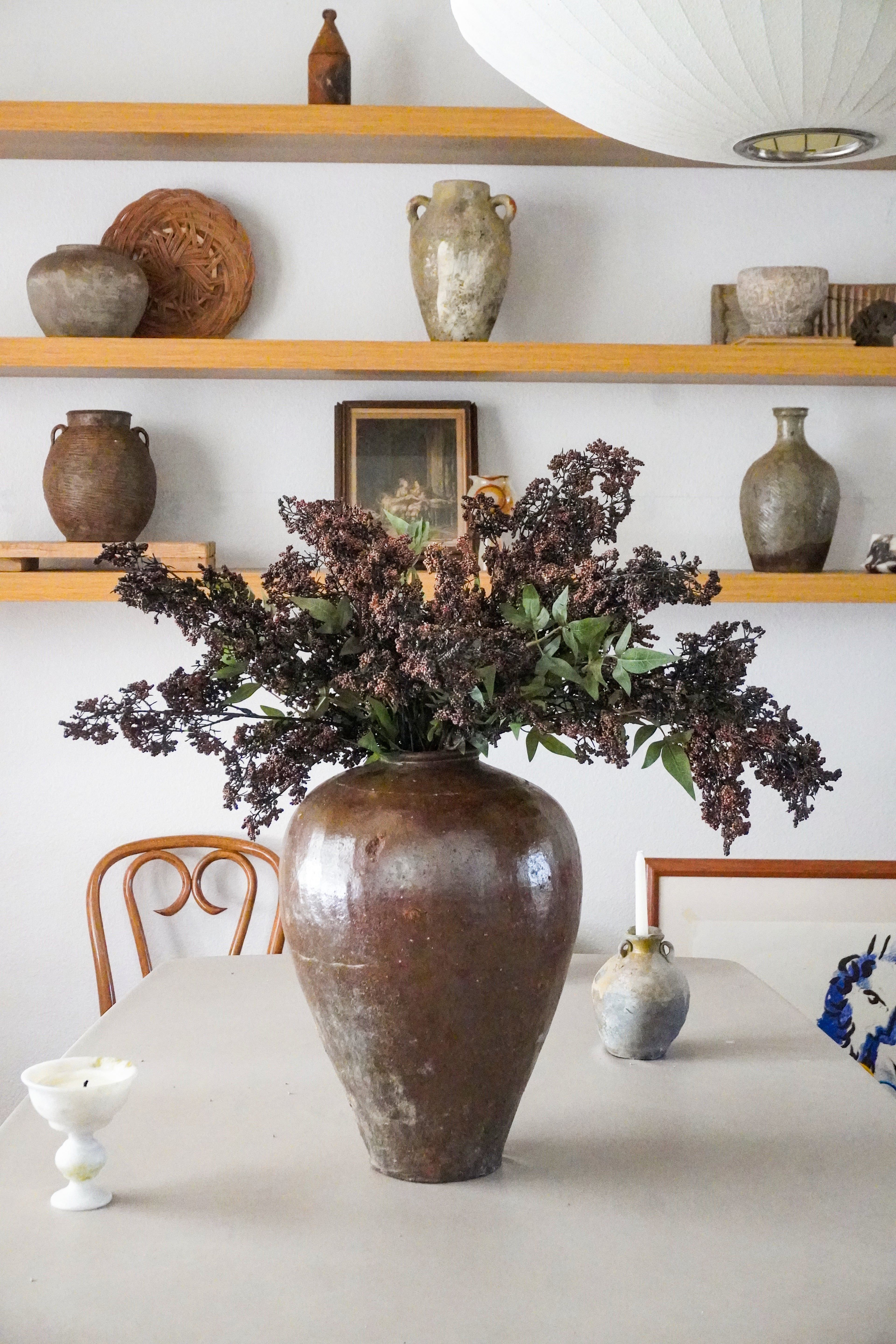 Artificial Berry With Leaves, Burgundy, 43''