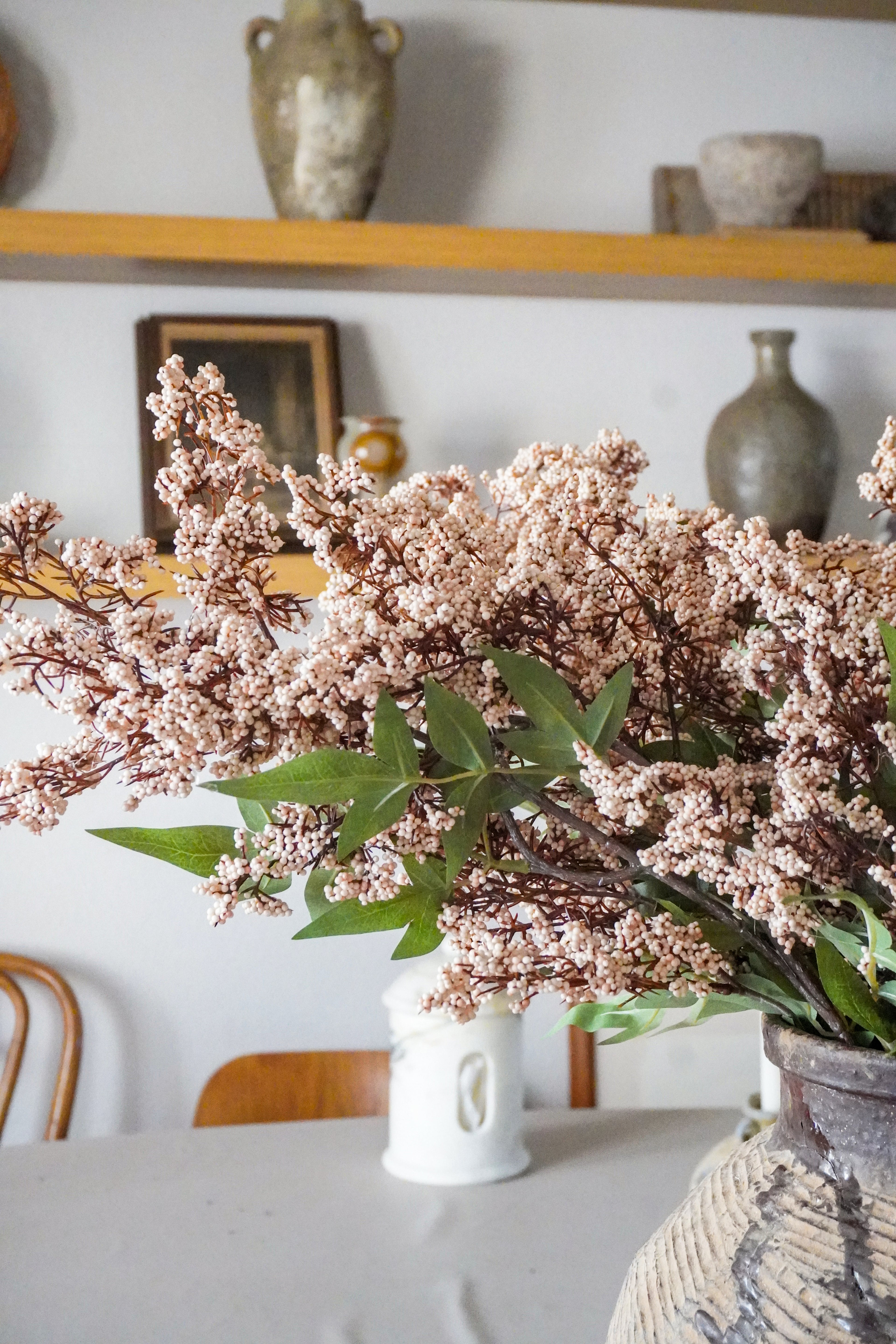 Artificial Berry With Leaves,Pink, 43''