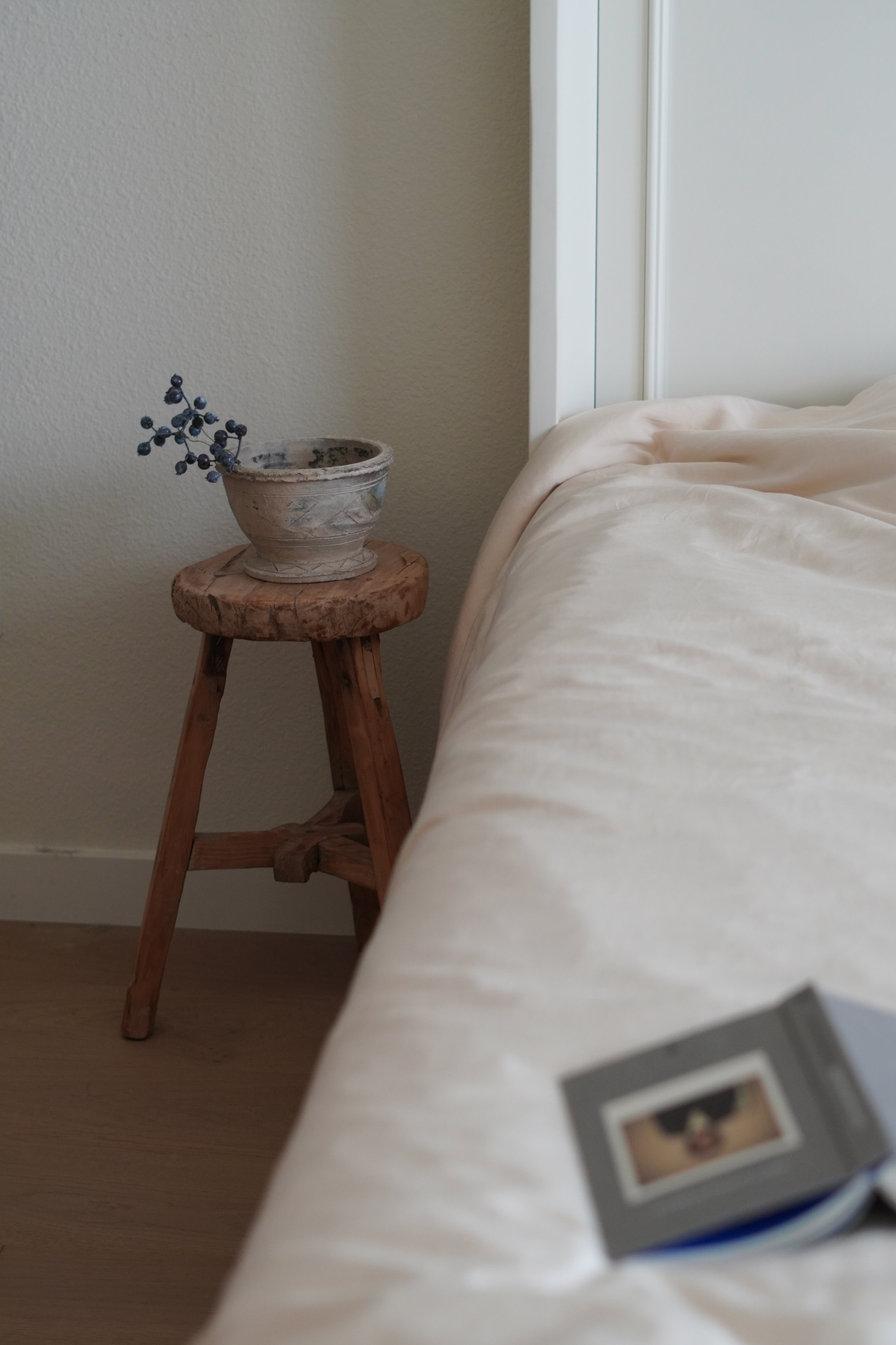 Vintage Wabi-Sabi Rustic Elm Wood Stool - High Chair