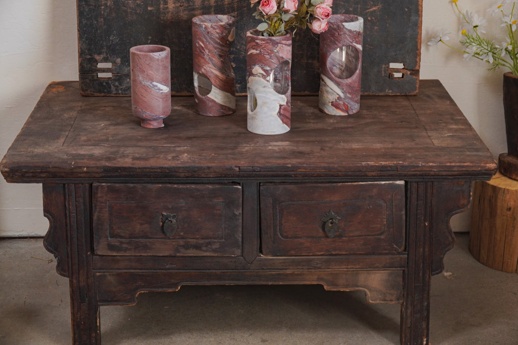 Vintage Elm Kang Coffee Table with Two Drawers