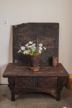 Vintage Elm Kang Coffee Table with Two Drawers