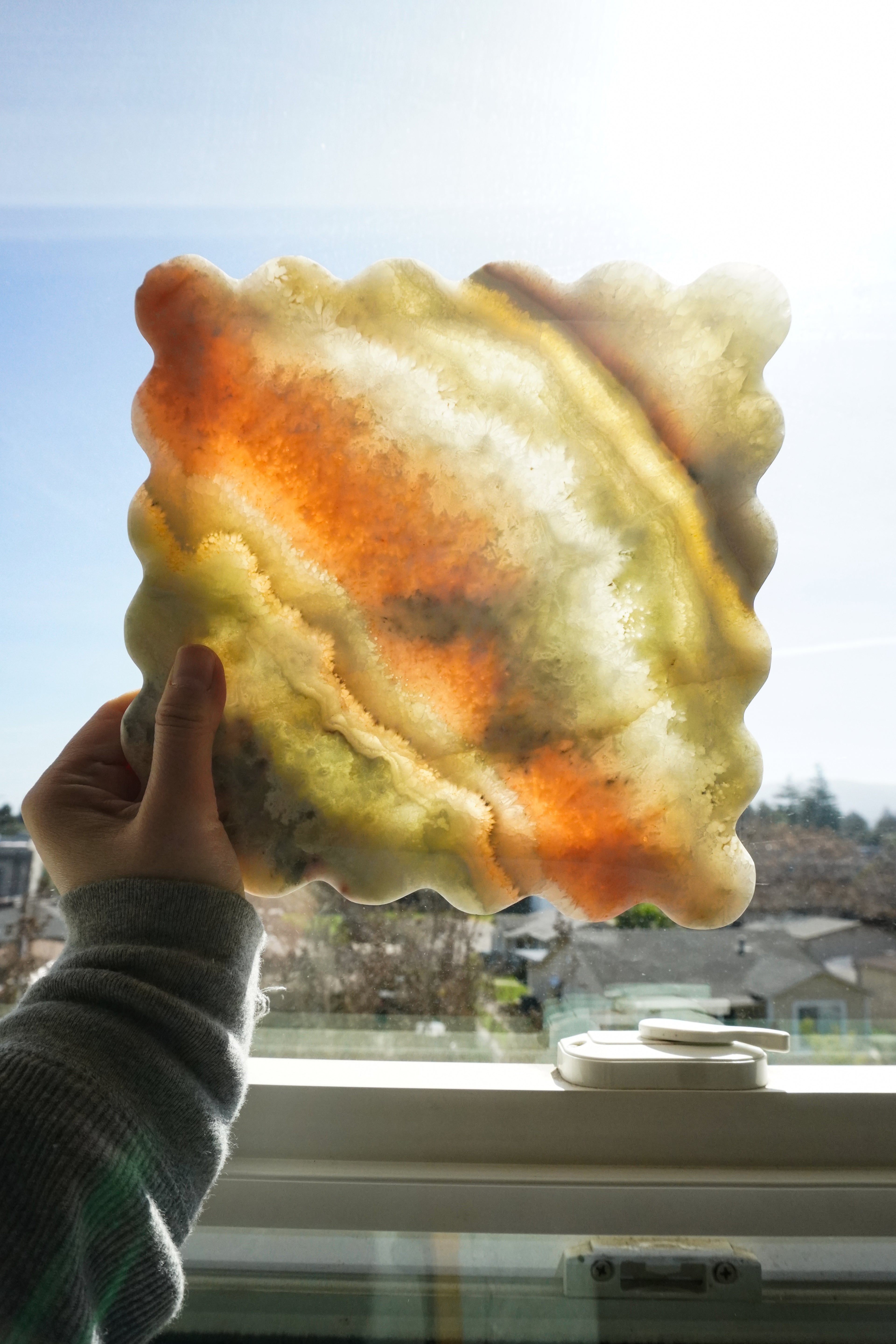 Square Scalloped Marble Tray--Multiple Colors