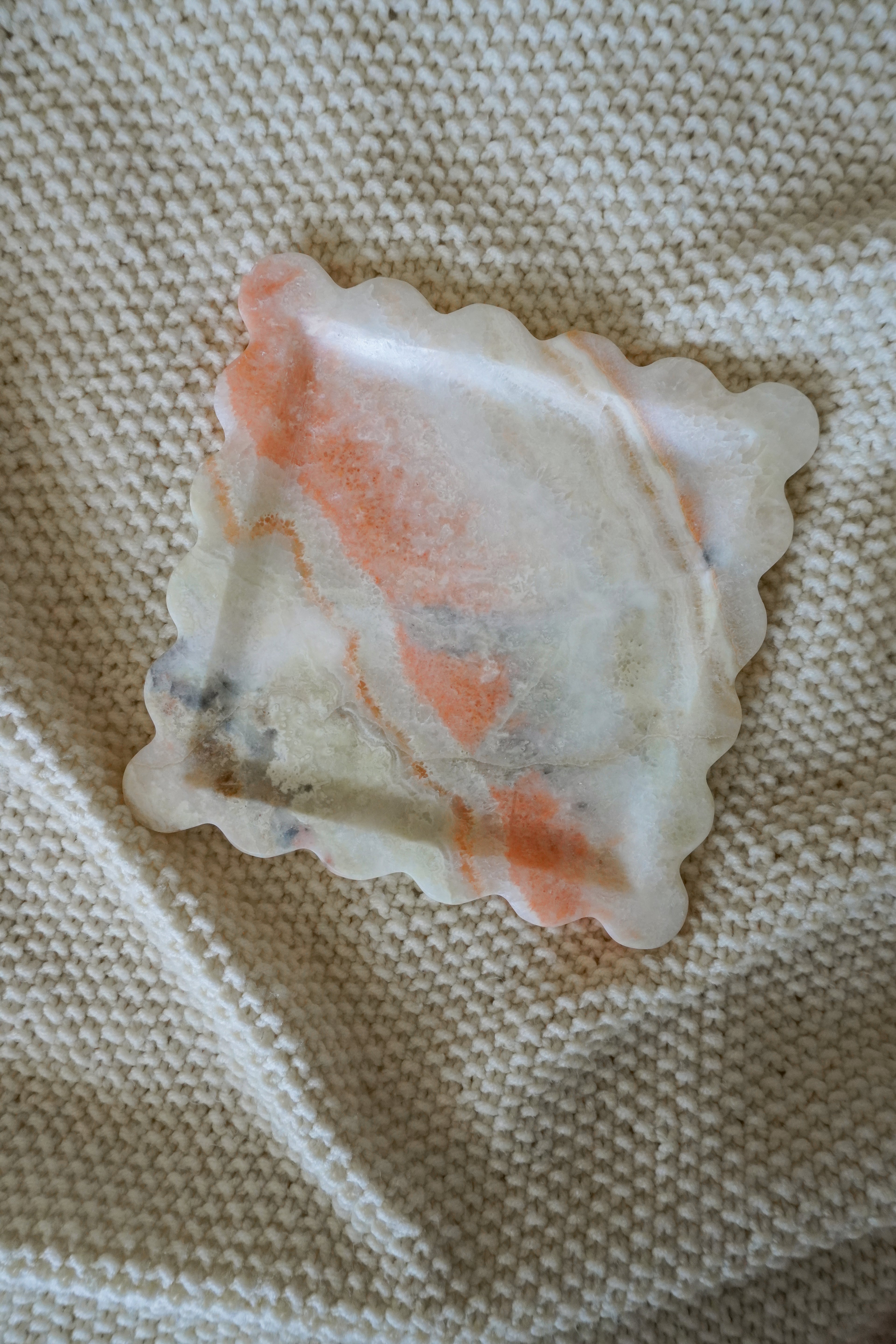 Square Scalloped Marble Tray--Multiple Colors