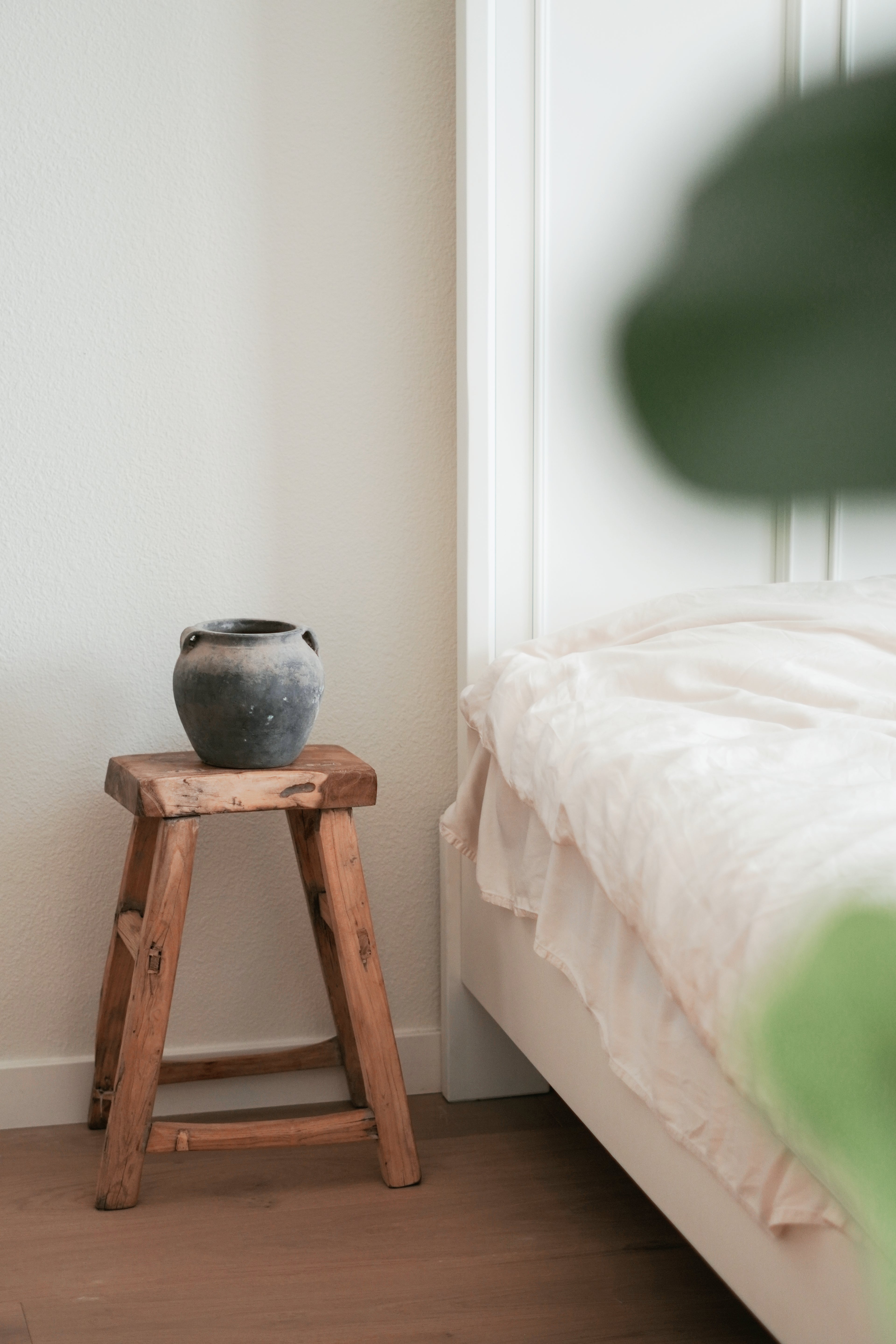 Vintage Wabi-Sabi Rustic Elm Wood Stool - High Chair