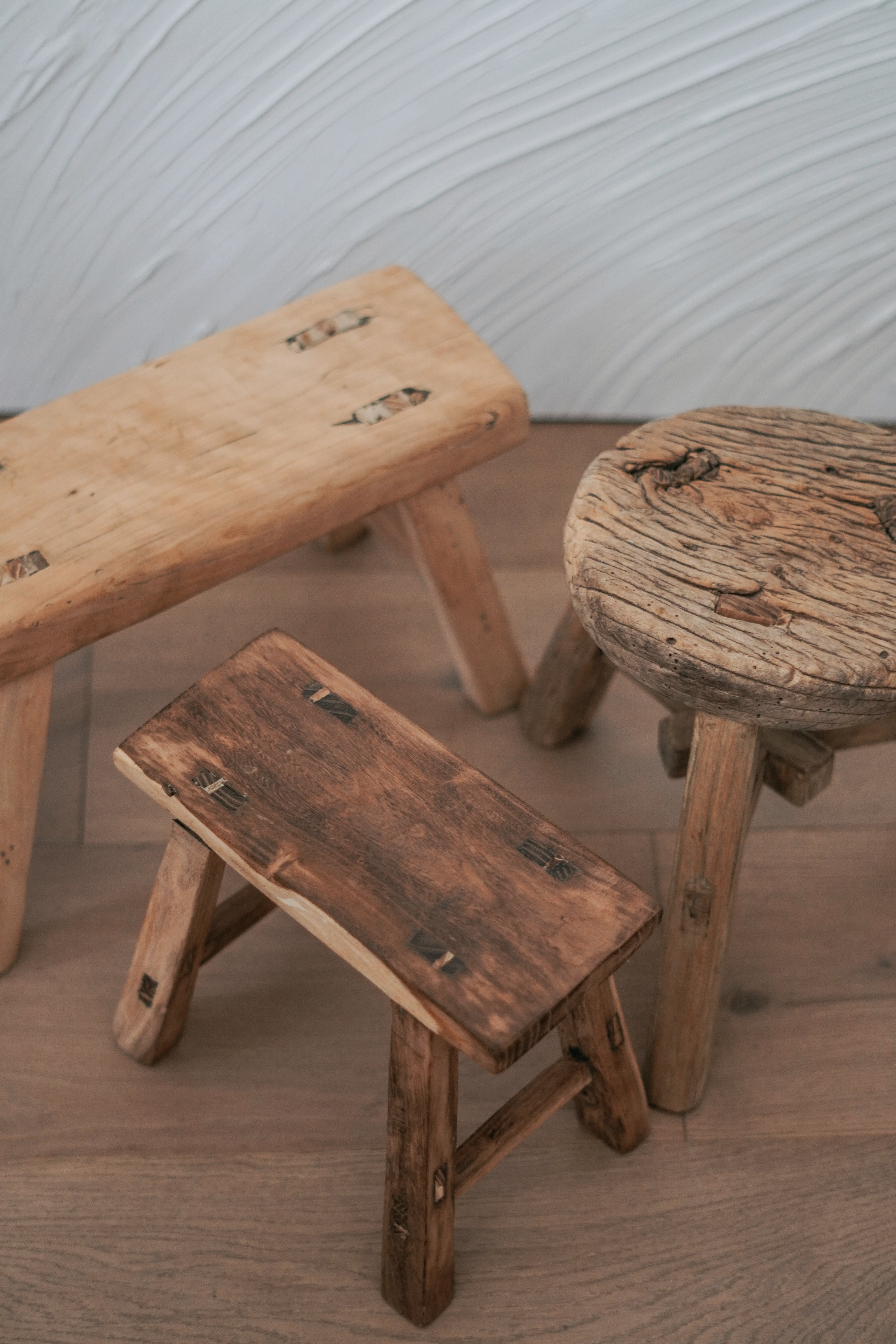 Vintage Chinese Rustic Elm Wood Mini Stool--Wabi-Sabi Decor – Queena Clay