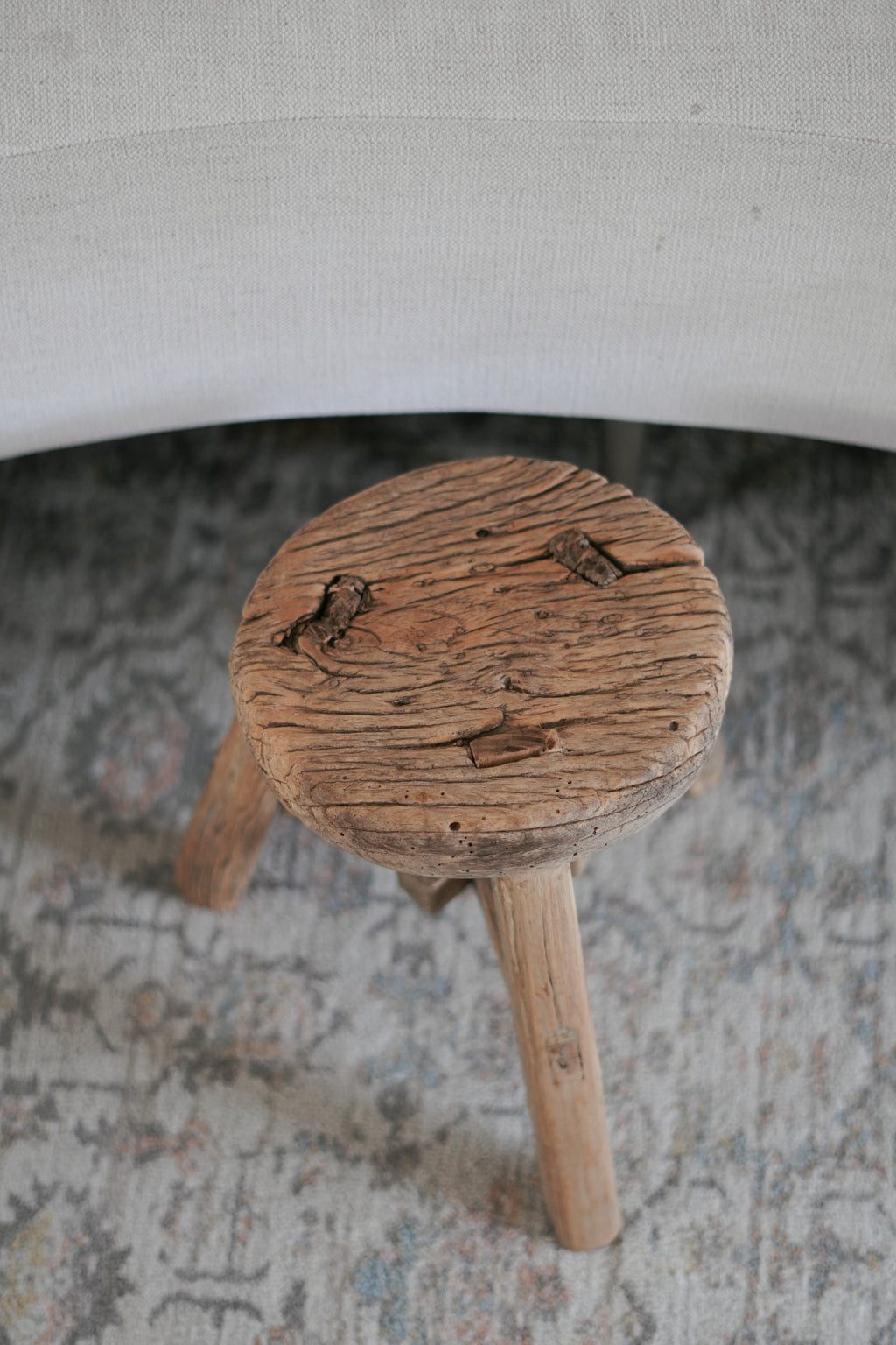 Antique Rustic Elm Wood Mini Stool--Various Sizes