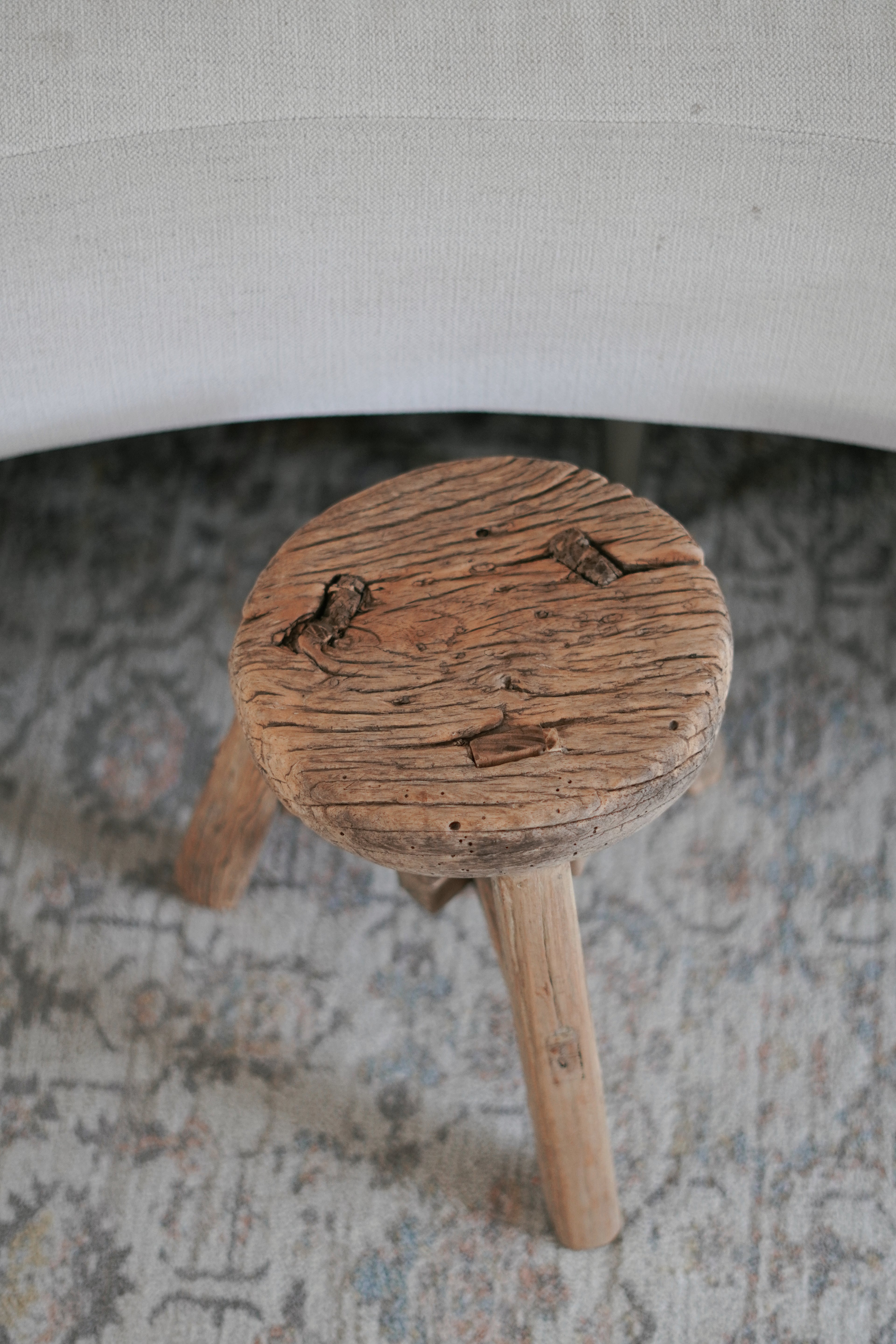 Antique Rustic Elm Wood Mini Stool--Various Sizes