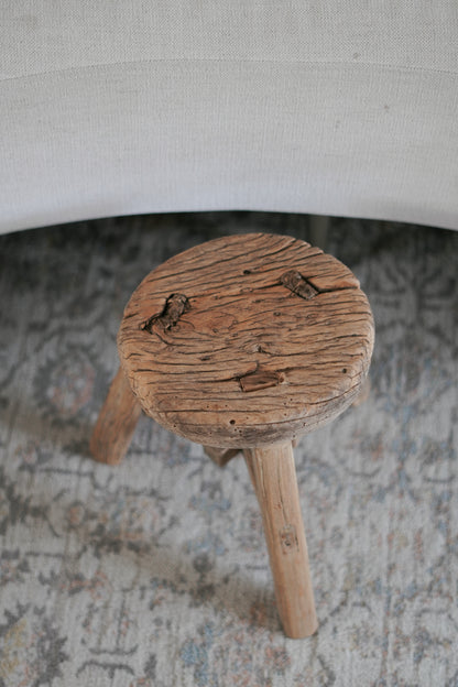 Antique Rustic Elm Wood Mini Stool--Various Sizes