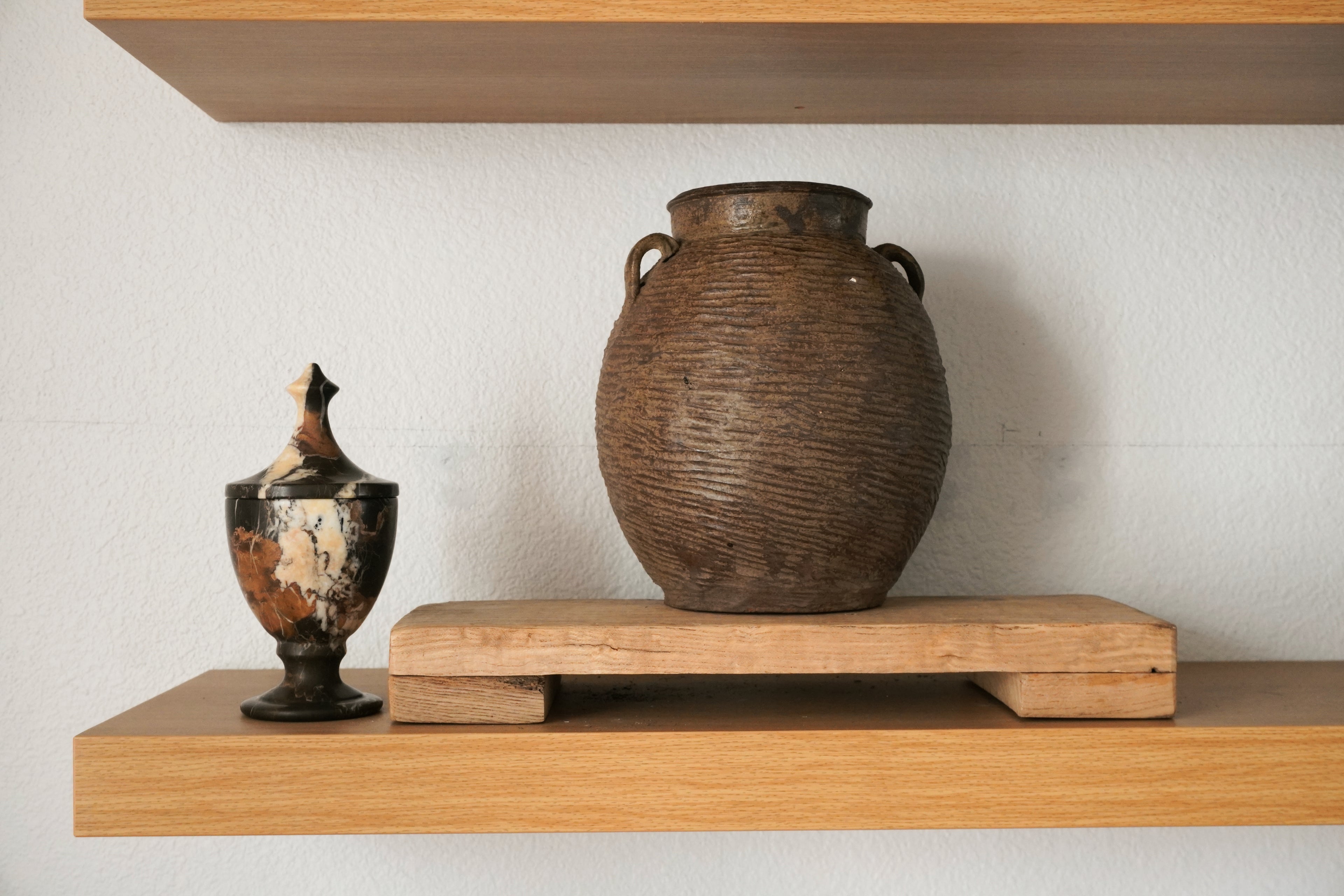 Marble Sculptural Lidded Jar--Black Gold Marble