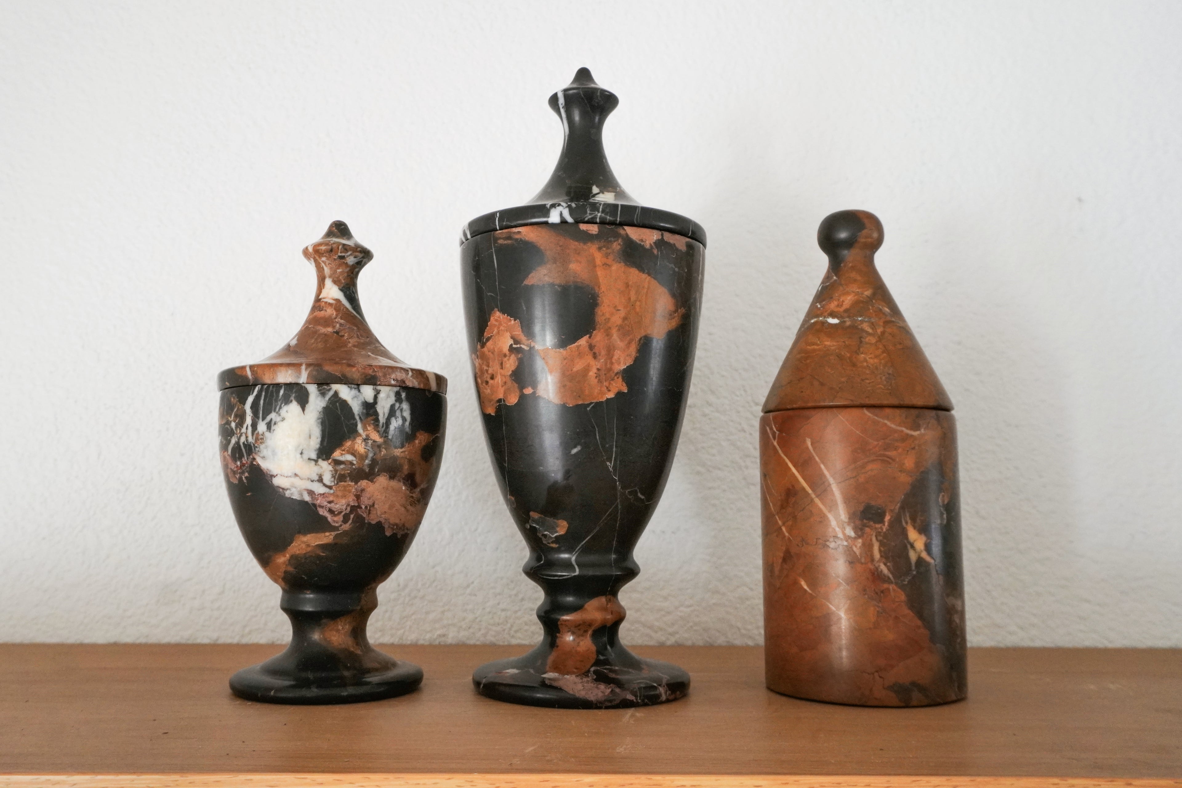 Marble Sculptural Lidded Jar--Black Gold Marble