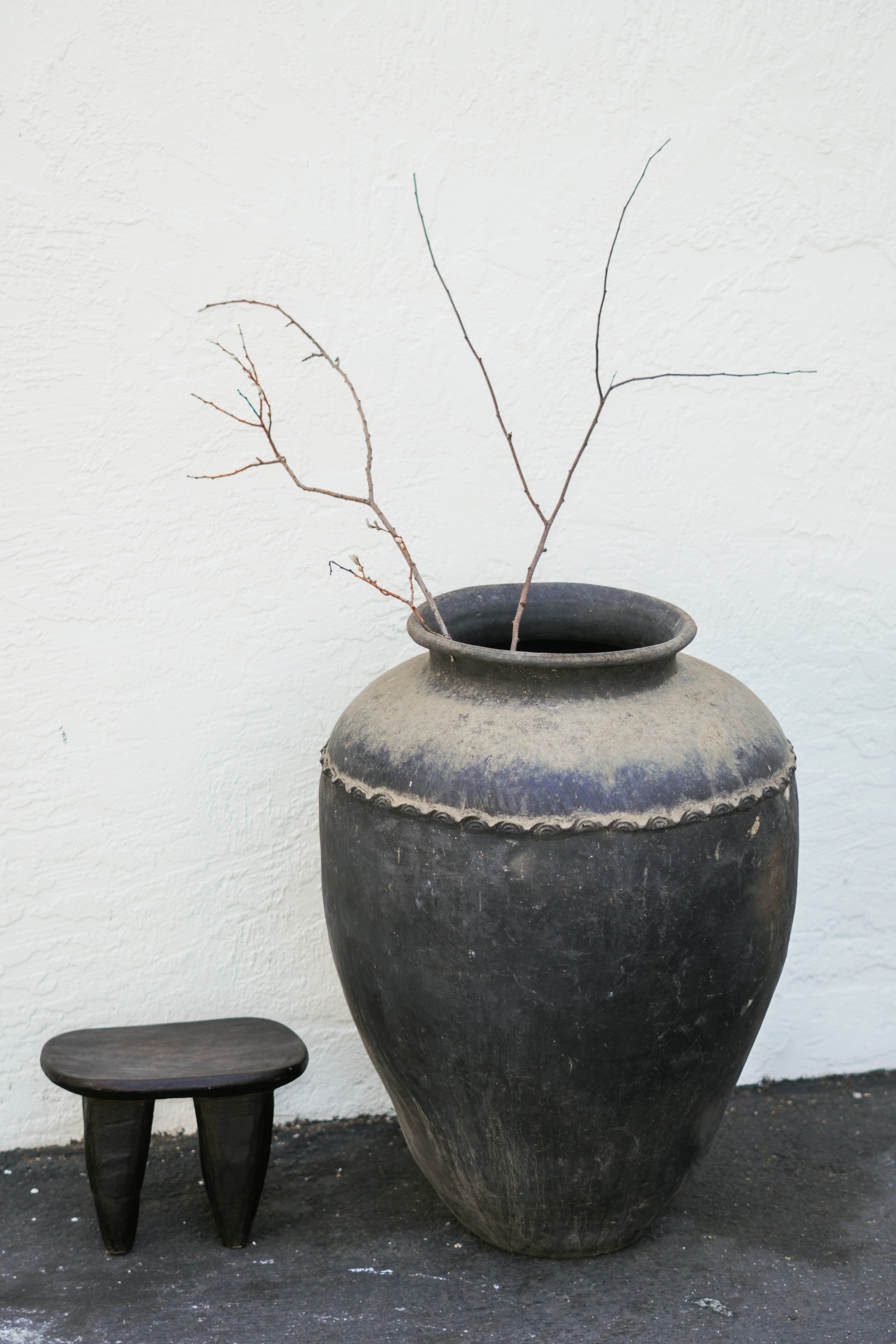 Pair of French black primitive pottery stoneware bottles wabi sabi style antique deals perfect for lamp bases