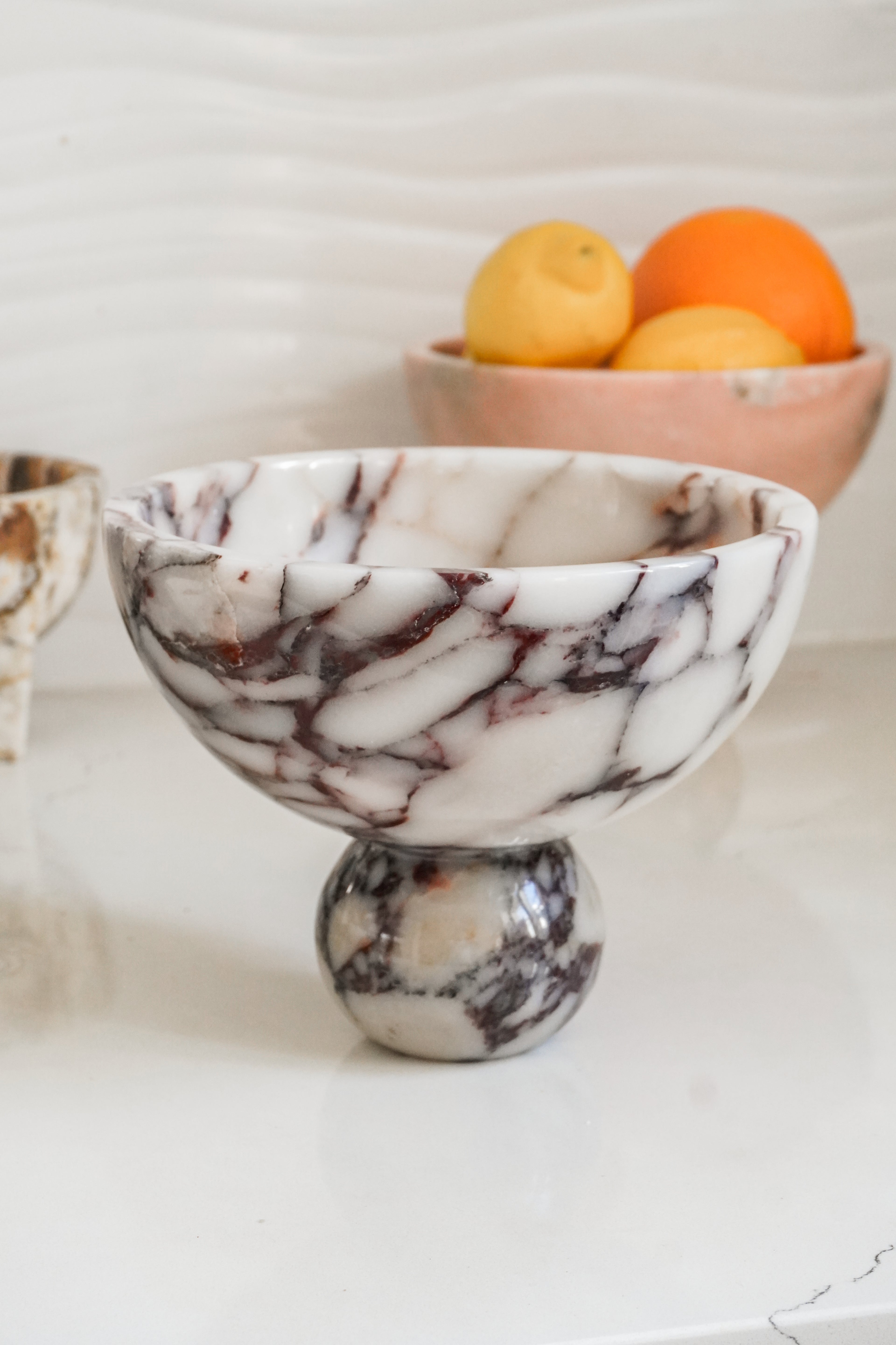 Large Viola Marble Serving Bowl