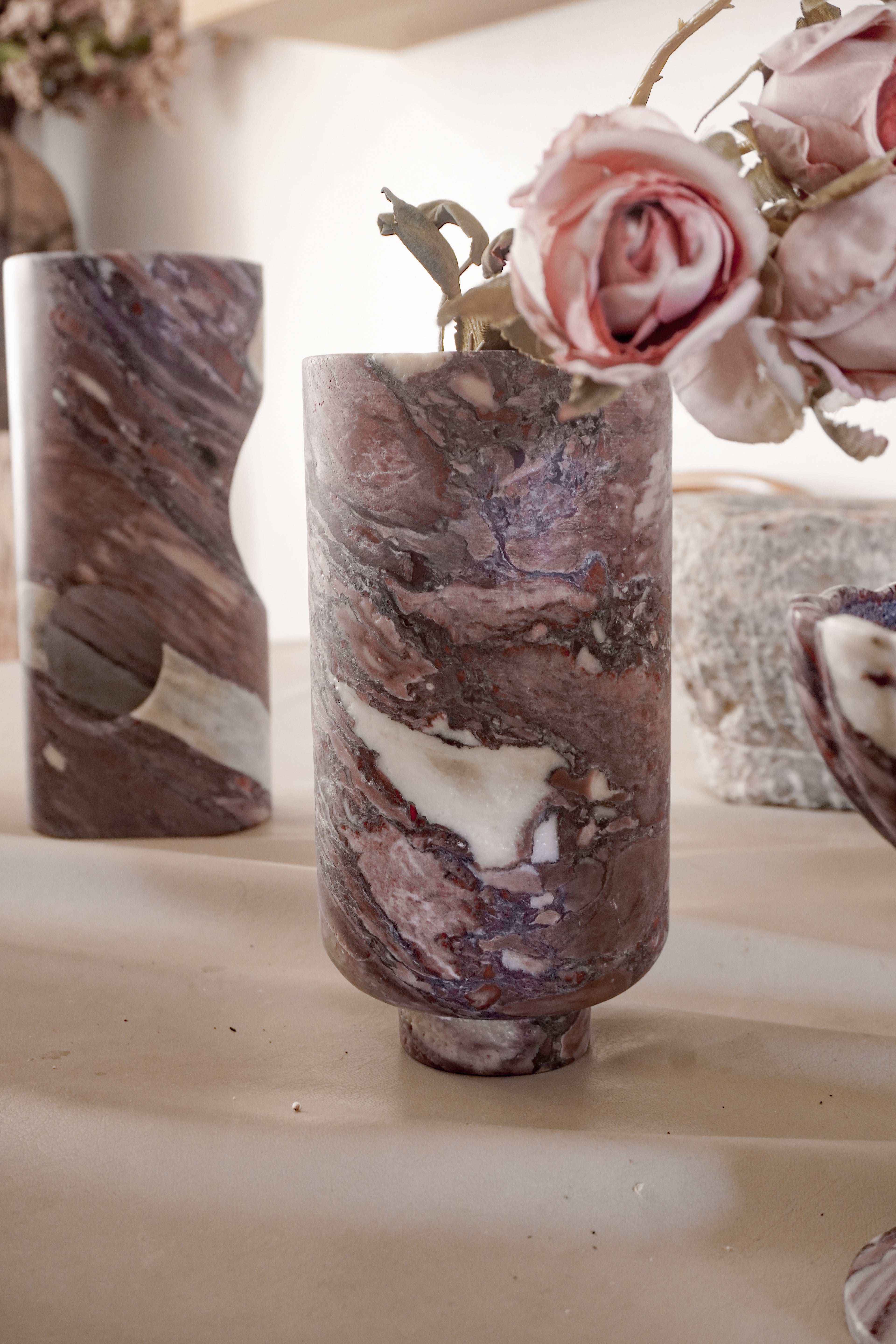 Calacatta Viola Marble Vases with Scalloped Edge--2 Sizes