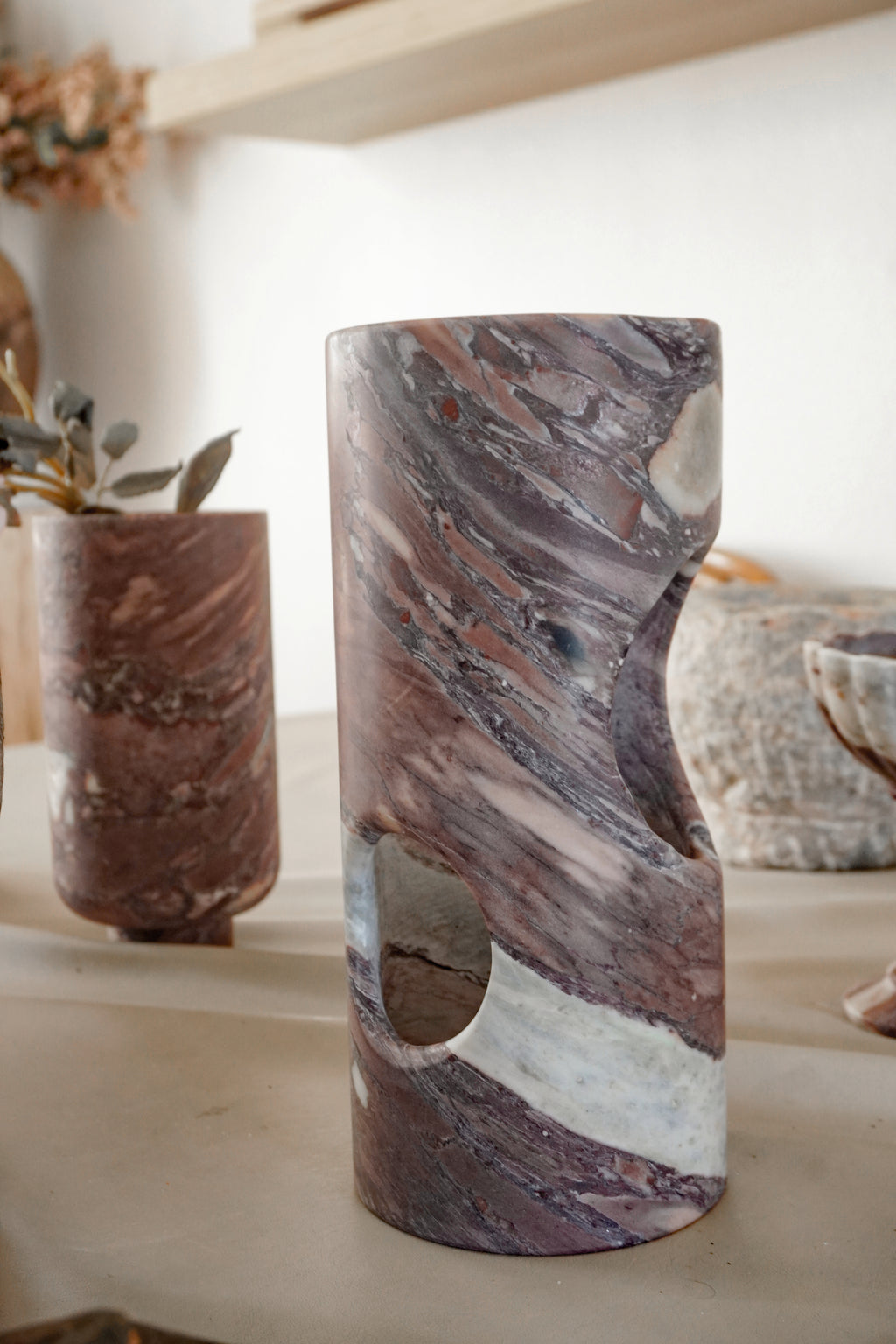 Calacatta Viola Marble Vases with Scalloped Edge--2 Sizes