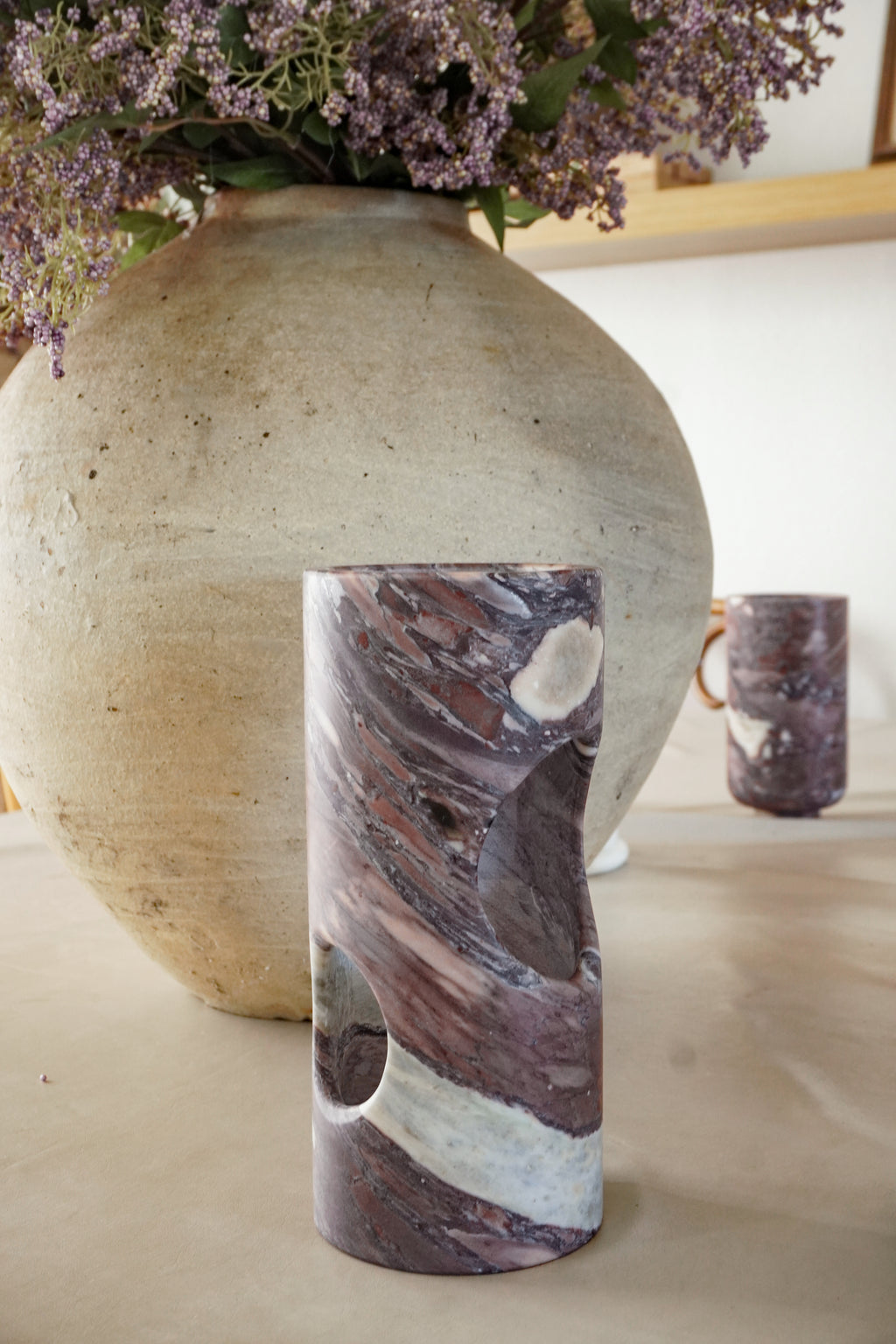 Calacatta Viola Marble Vases with Scalloped Edge--2 Sizes