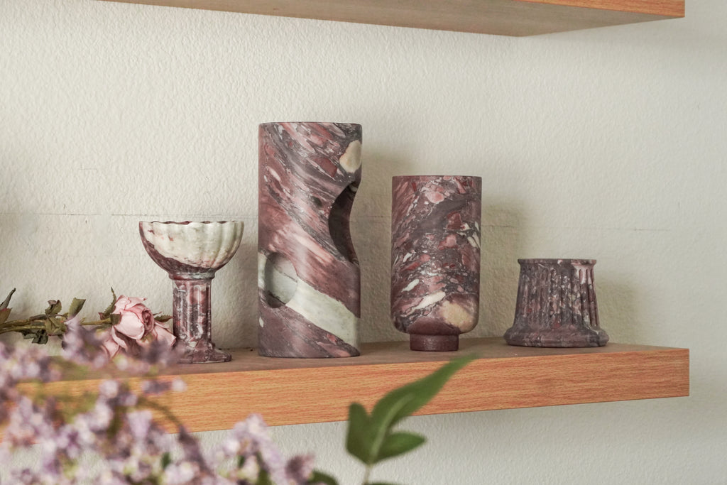 Calacatta Viola Marble Vases with Scalloped Edge--2 Sizes