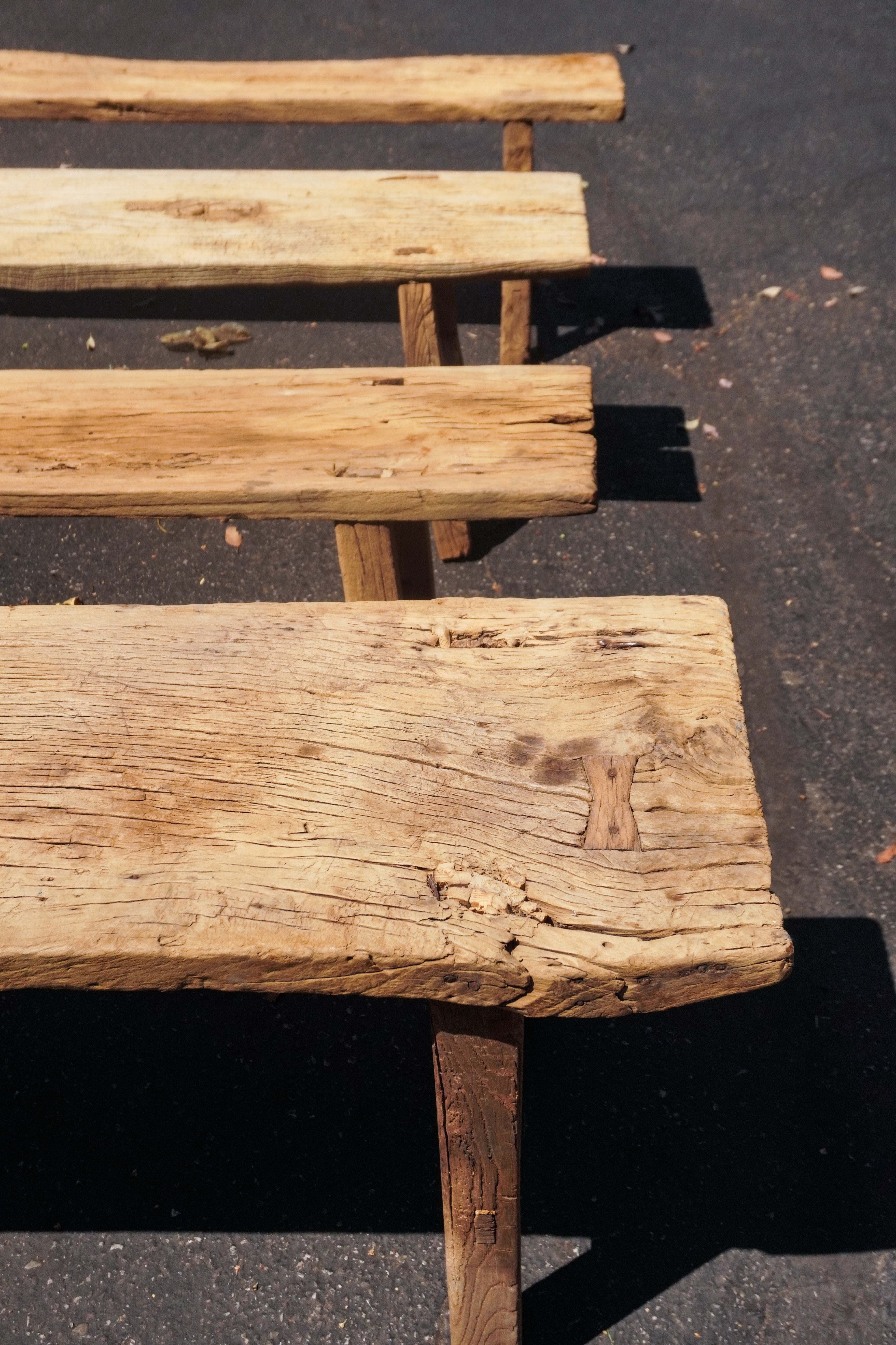Vintage Wide Extra Long Bench Elm Wood