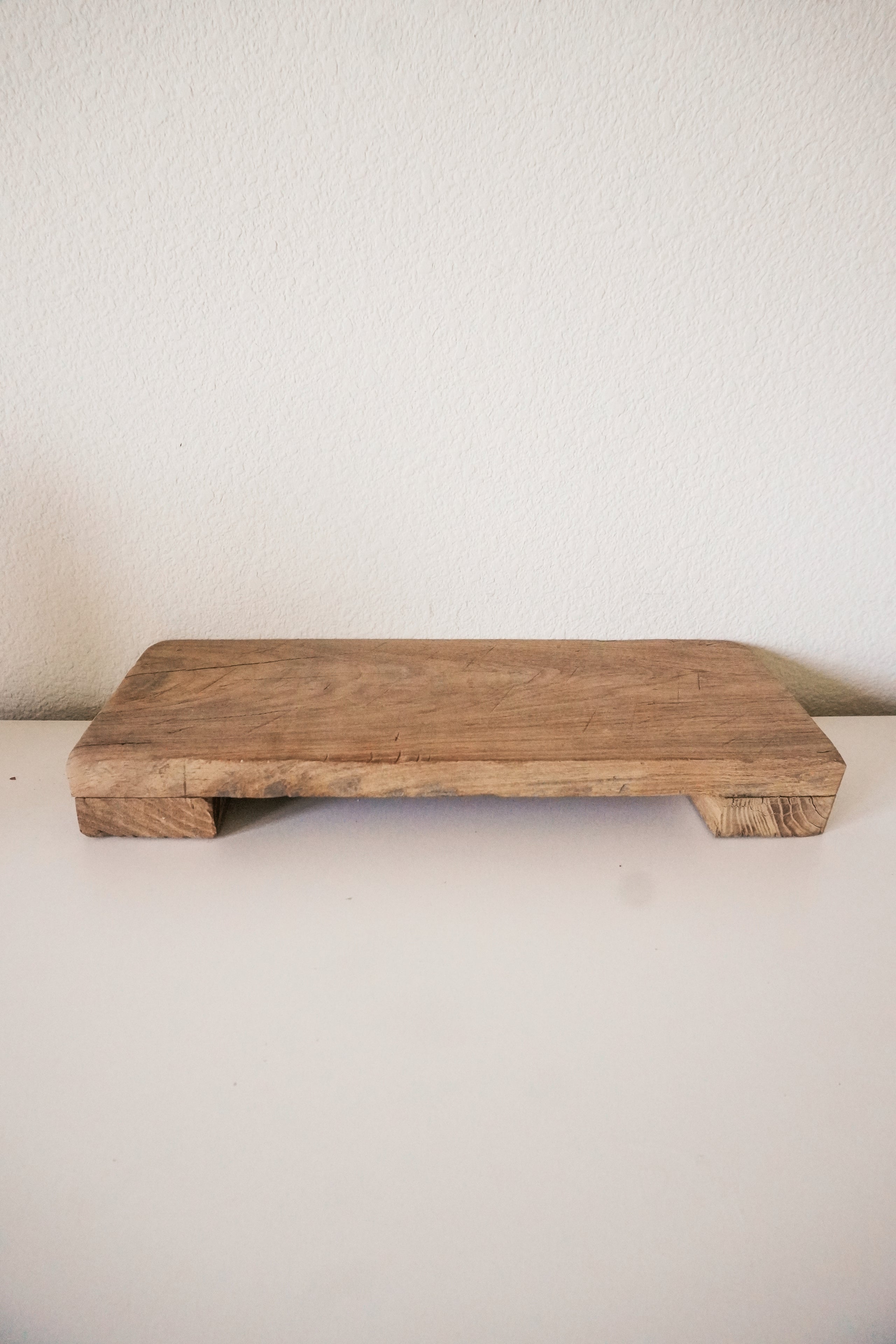 Vintage Reclaimed Elm Wood Riser – Rustic Display Stand – Queena Clay
