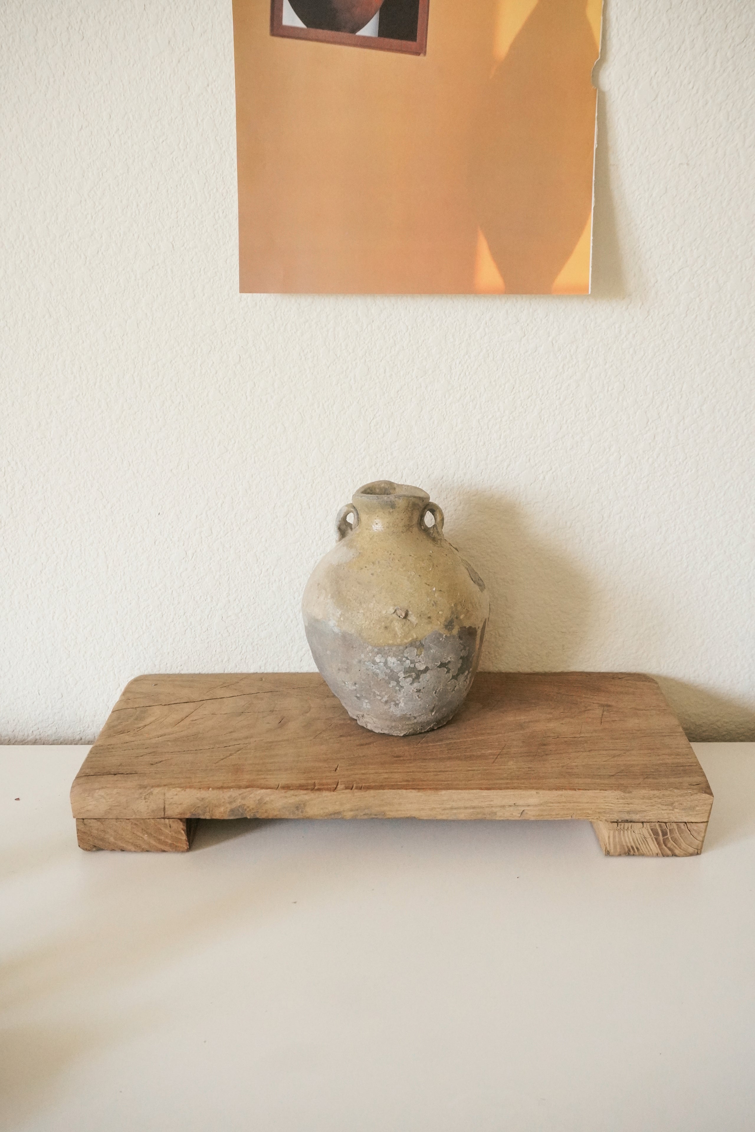 Vintage Reclaimed Elm Wood Riser – Rustic Display Stand – Queena Clay