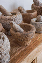 Vintage Stone Mortar, Wabi-sabi Stone Grinder Bowl, Farmhouse Style Stone Bowl
