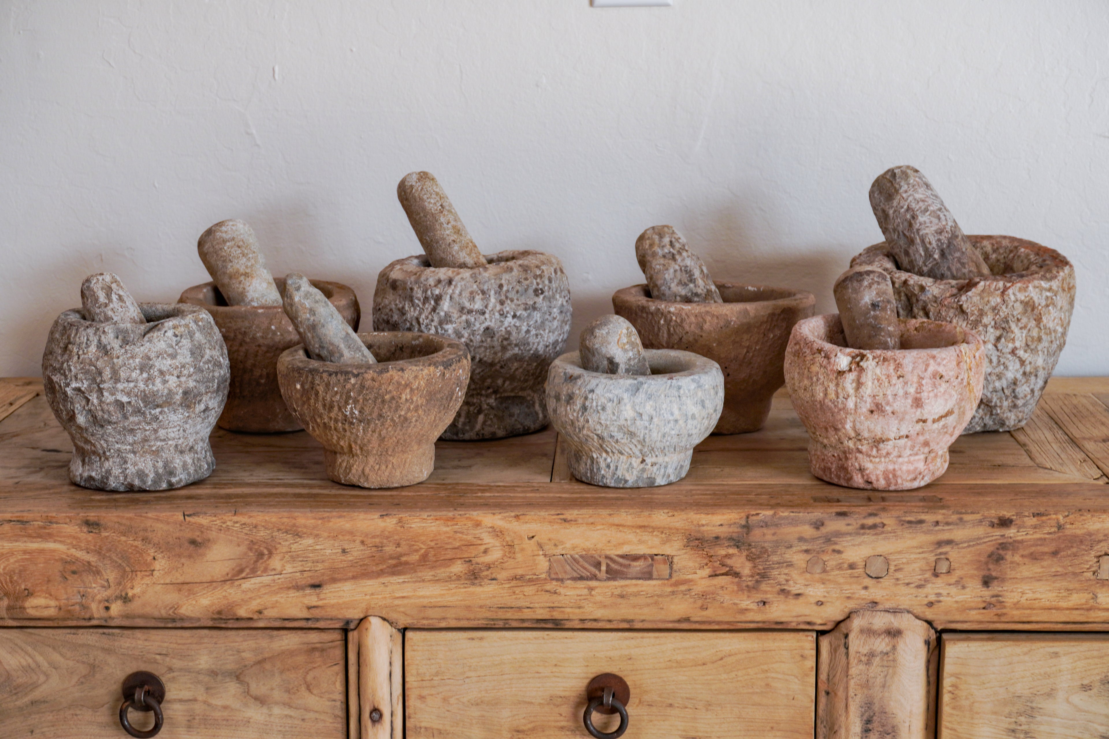 Vintage Stone Mortar, Wabi-sabi Stone Grinder Bowl, Farmhouse Style Stone Bowl