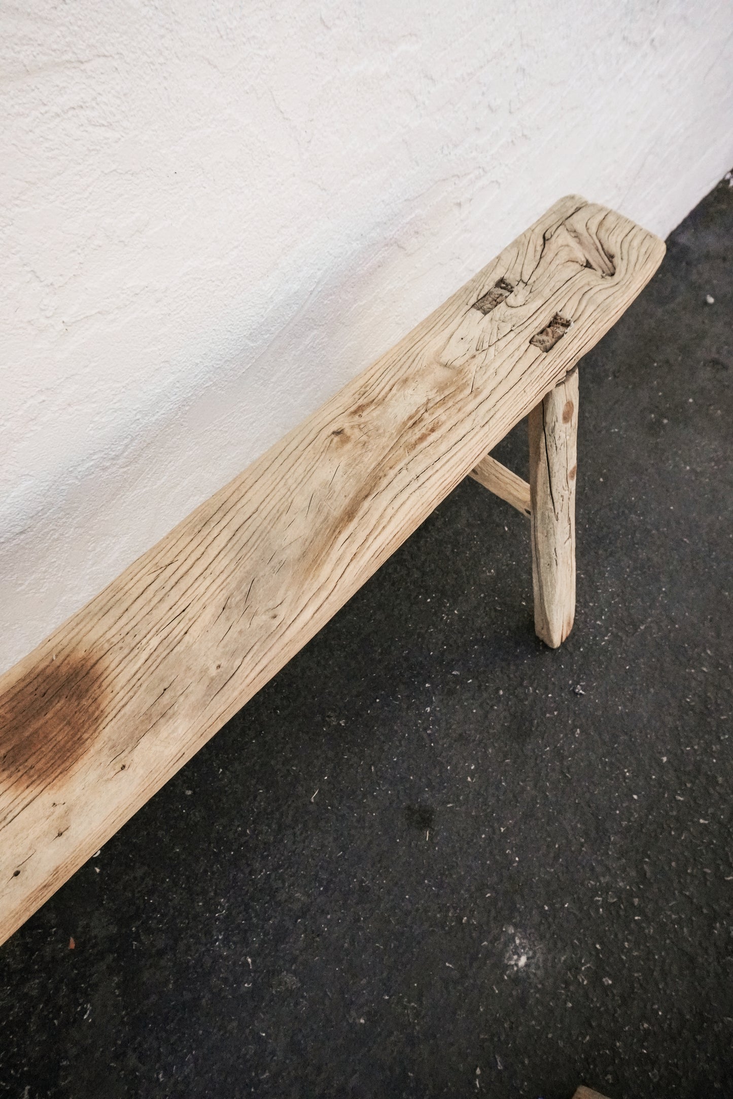 Vintage Wabi-Sabi Rustic Elm Wood Bench - Regular Size
