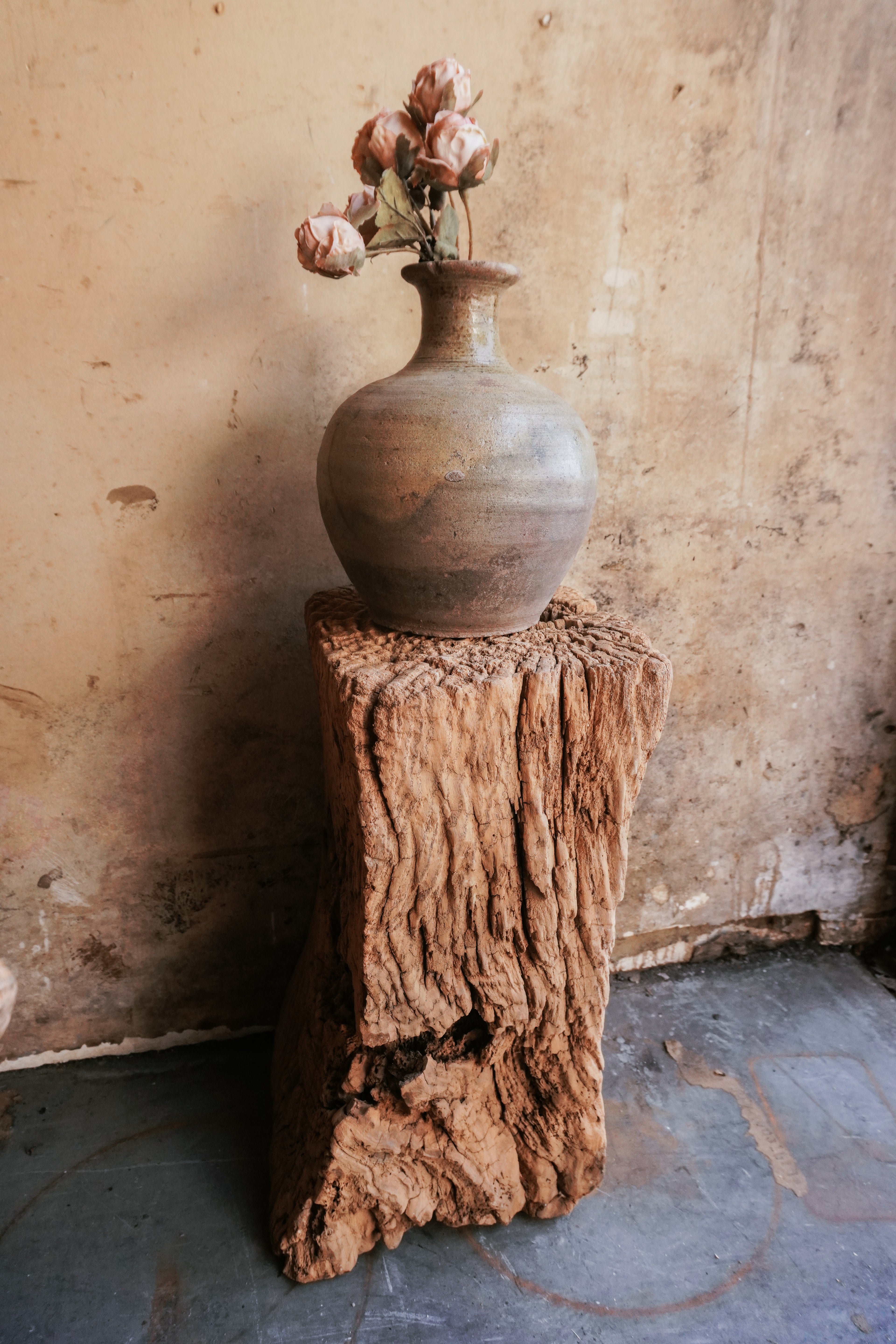 Antique Natural Tree Trunk Stool