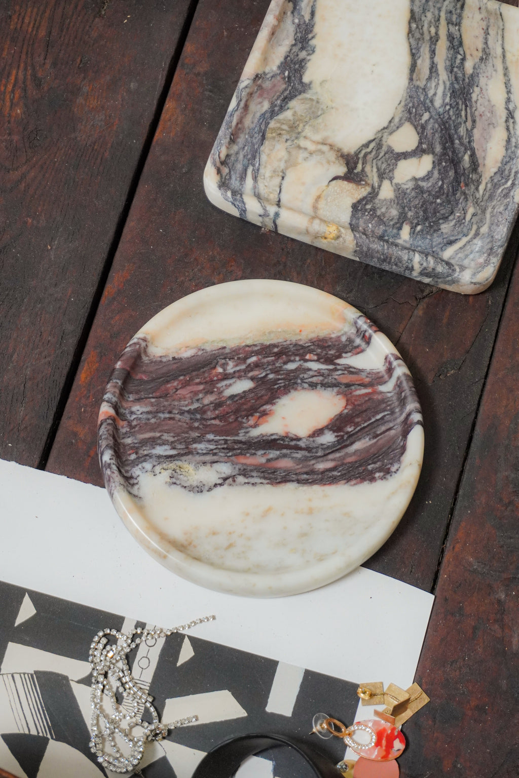 Italian Calacatta Viola Marble Catchall Coaster