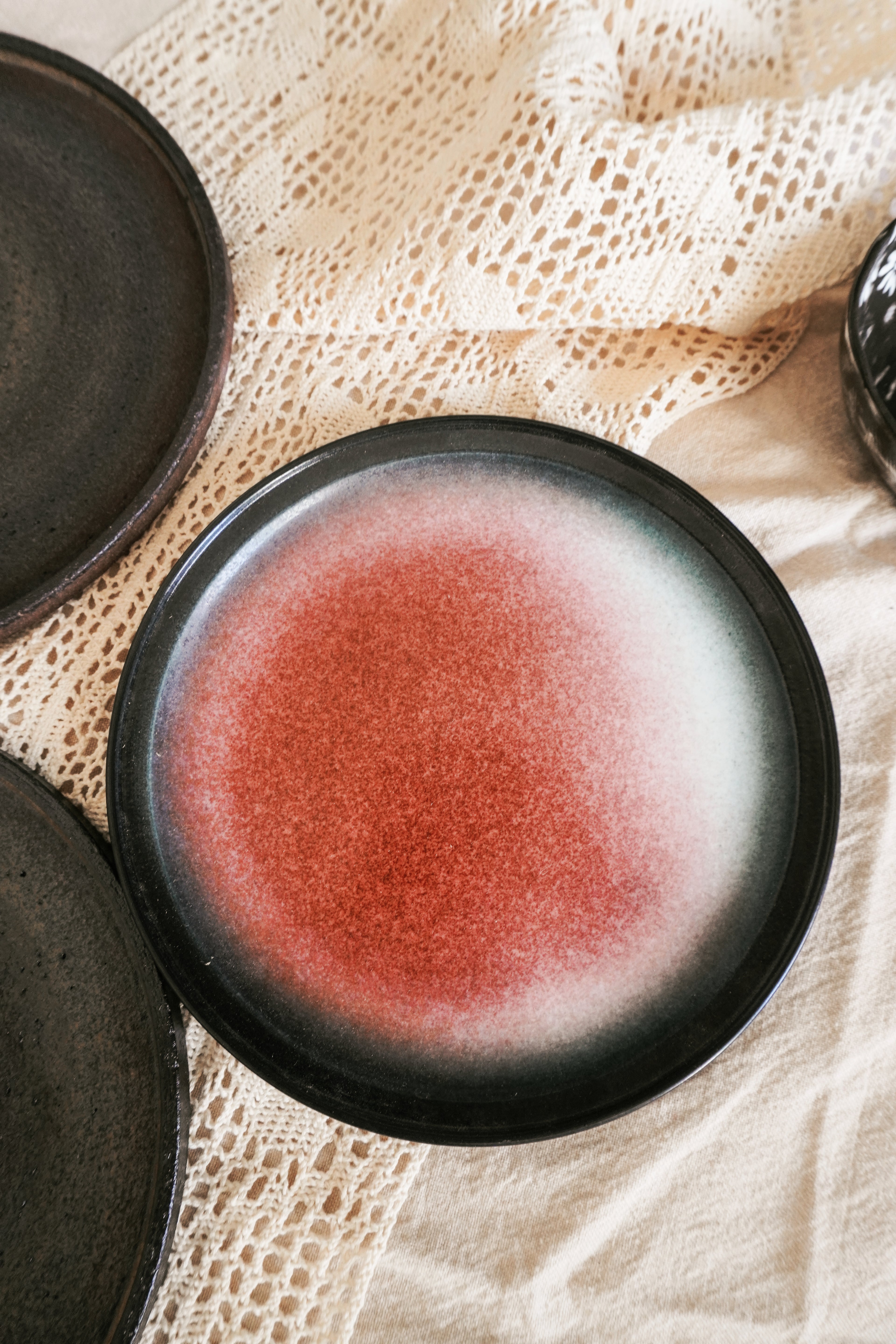 Handmade Red Gradient Ceramic Plate