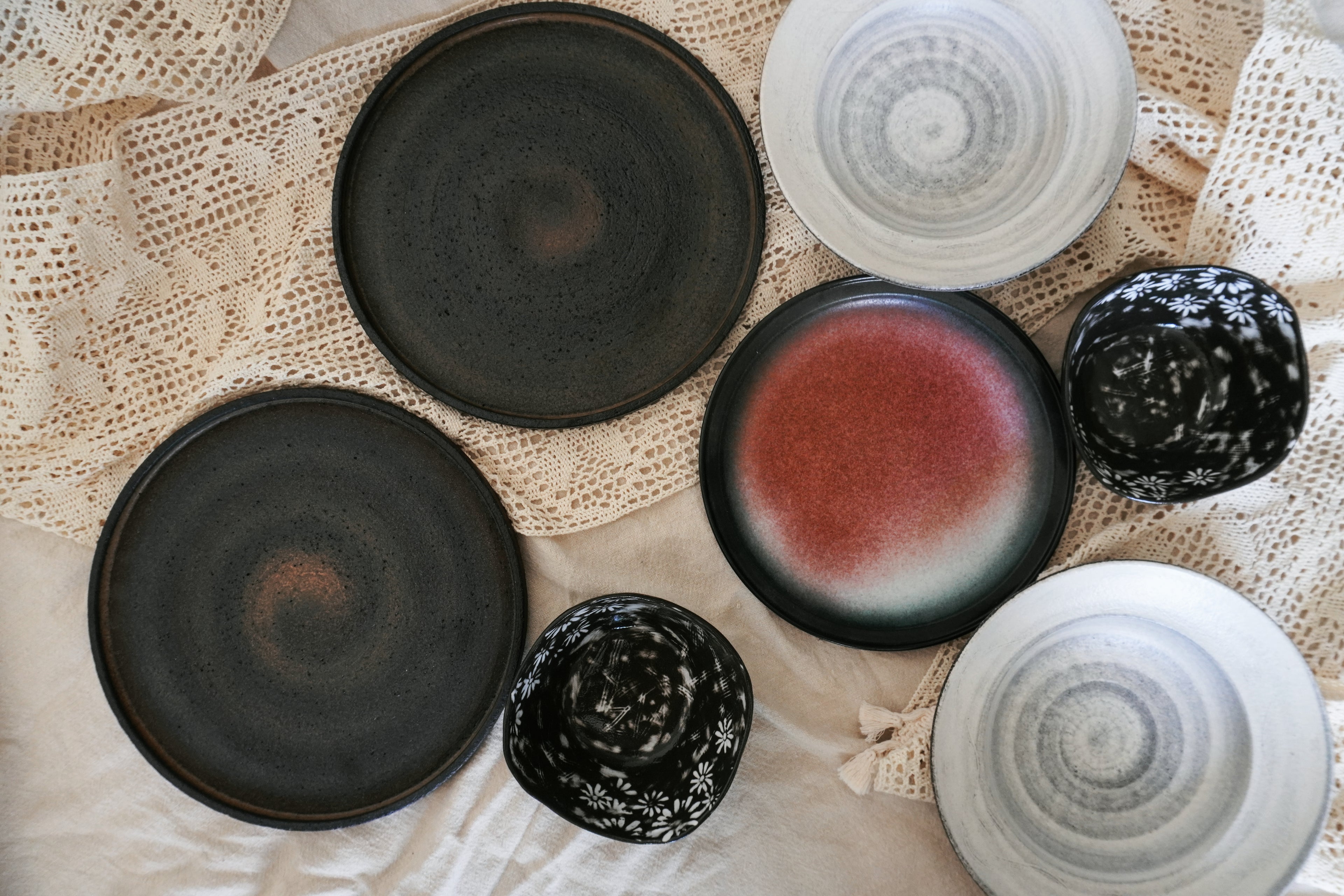 Handmade Red Gradient Ceramic Plate