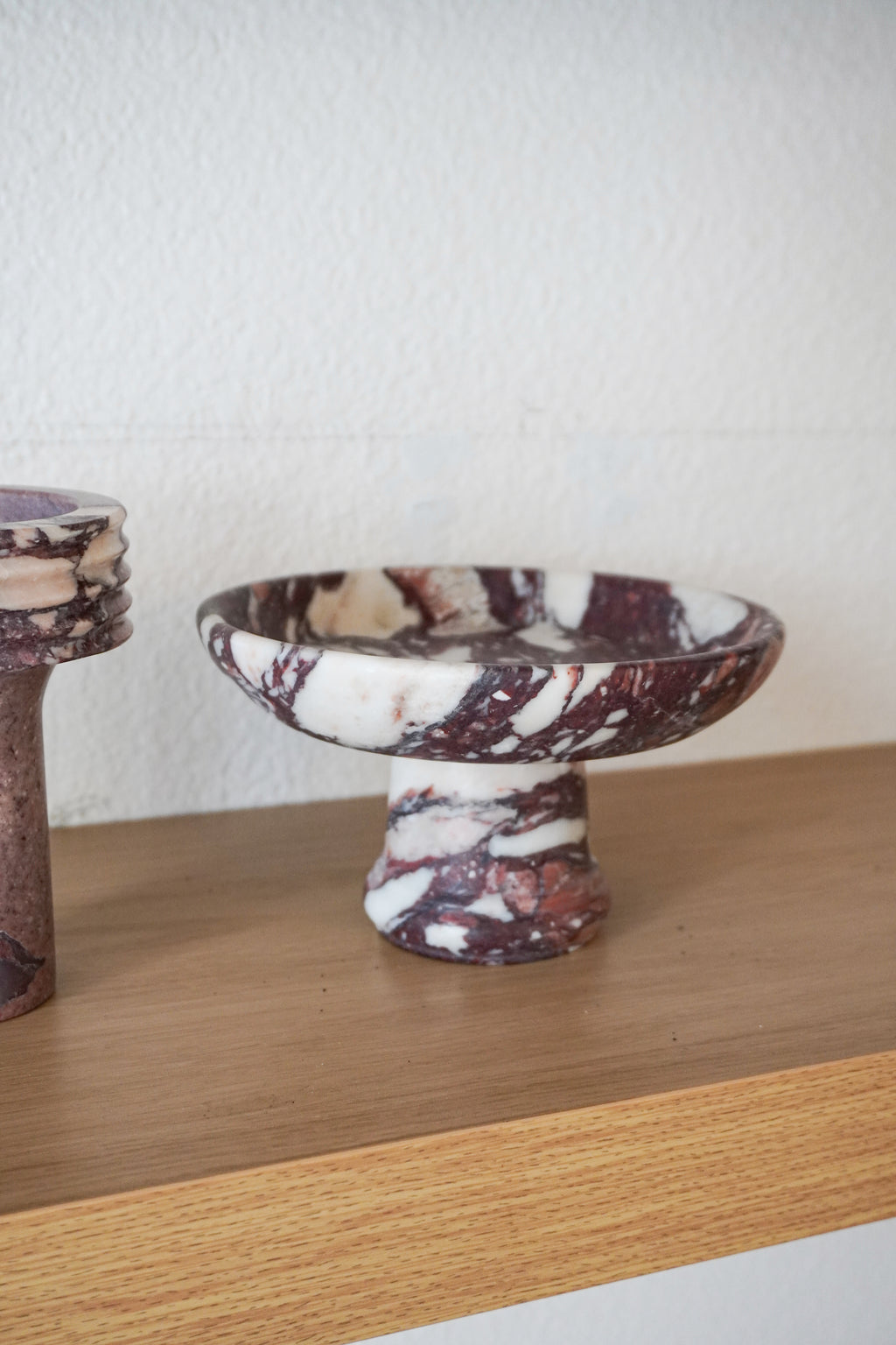 Italian Calacatta Viola Marble Pedestal Bowl
