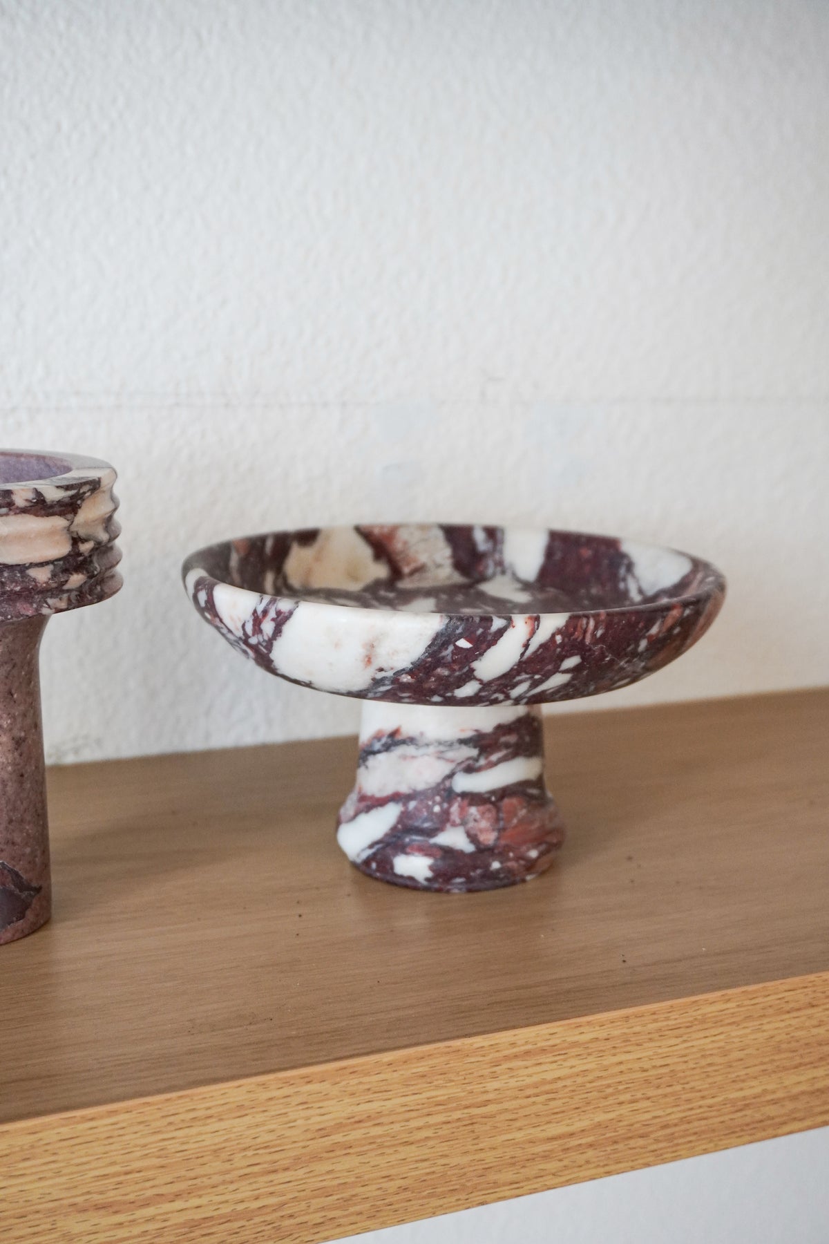 Italian Calacatta Viola Marble Pedestal Bowl